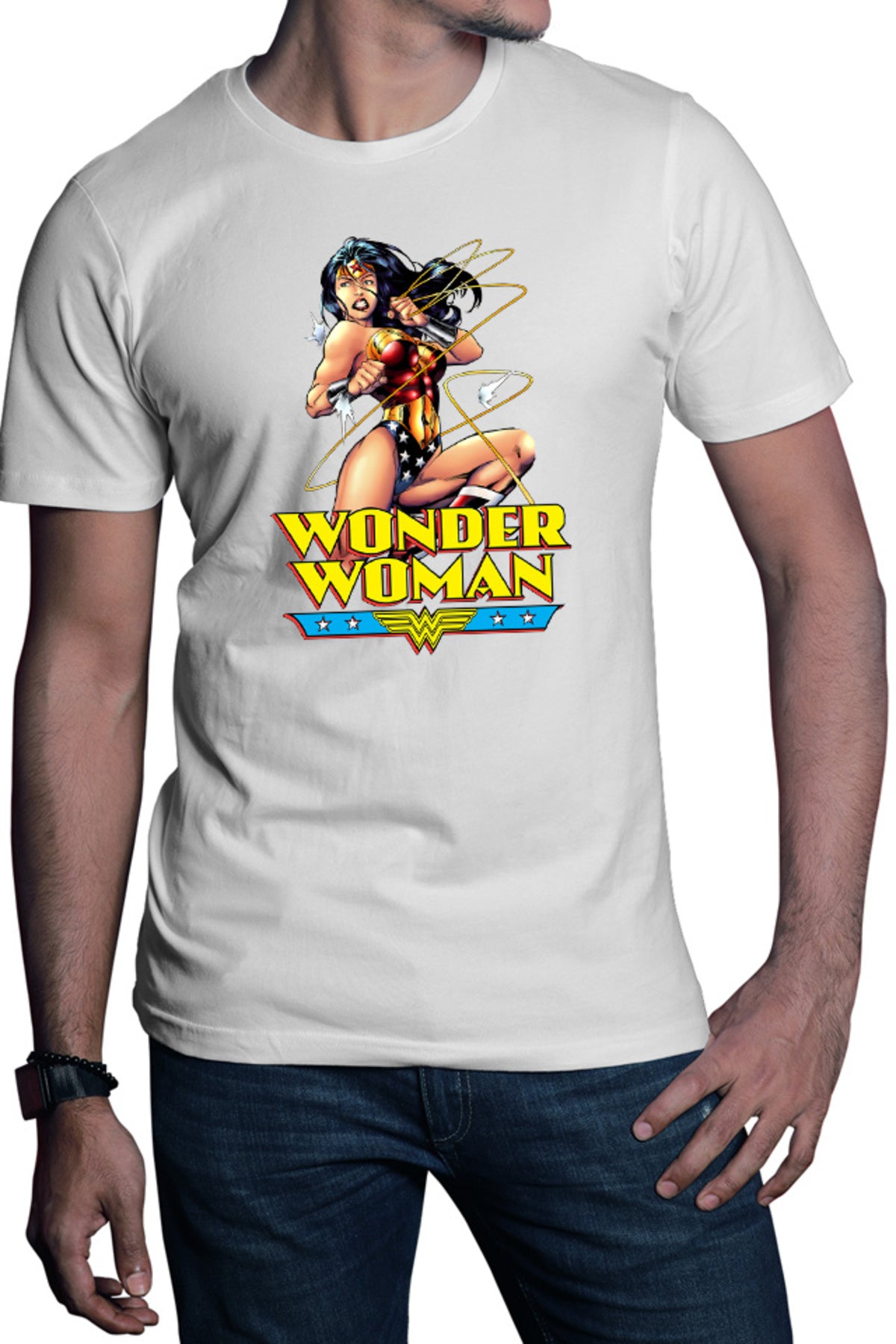 Tricou barbati Wonder Woman String Energy Retro Illustration American