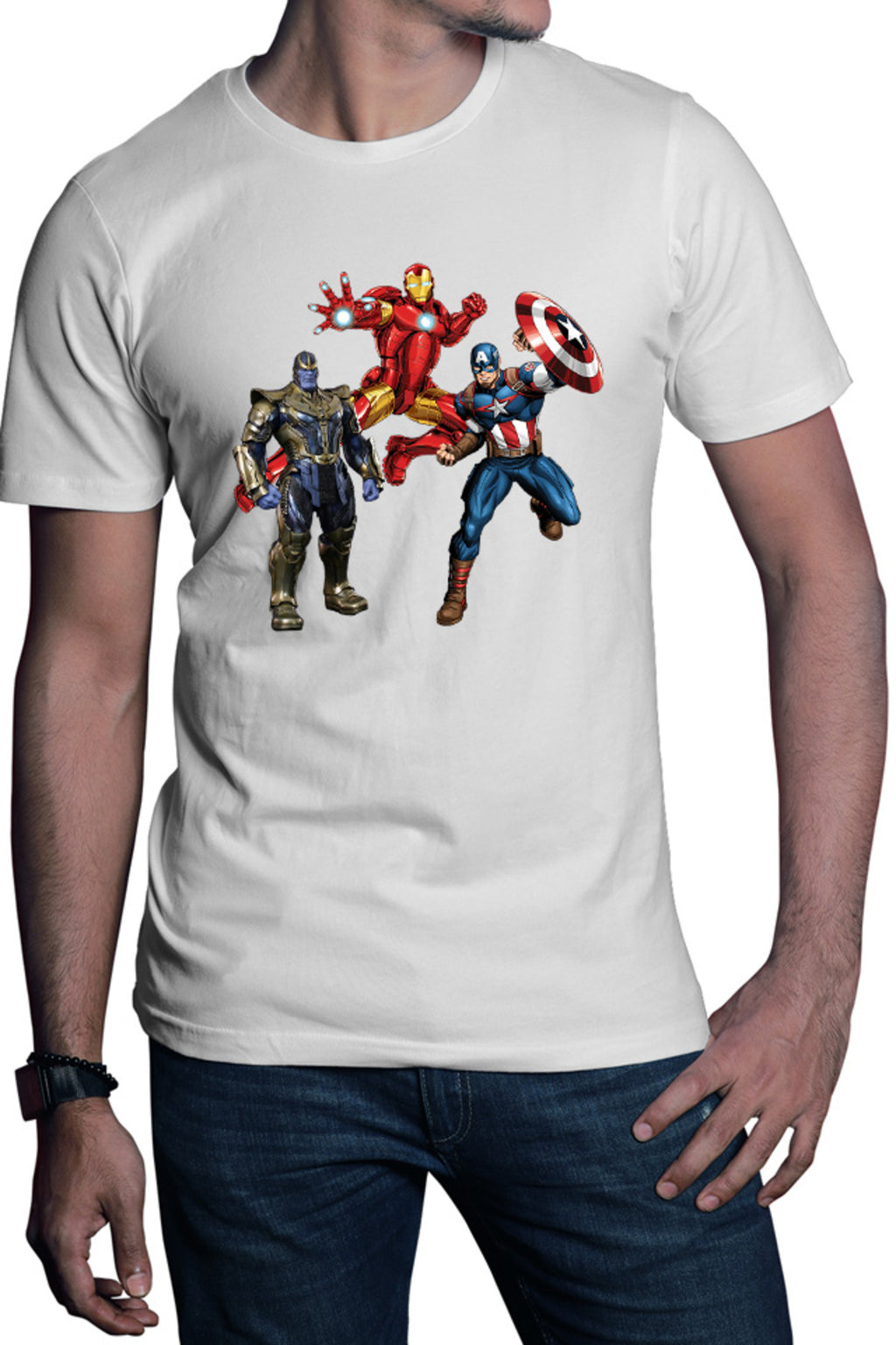 Tricou barbati Captain America Iron man Jump Thanos Machine Action Toy
