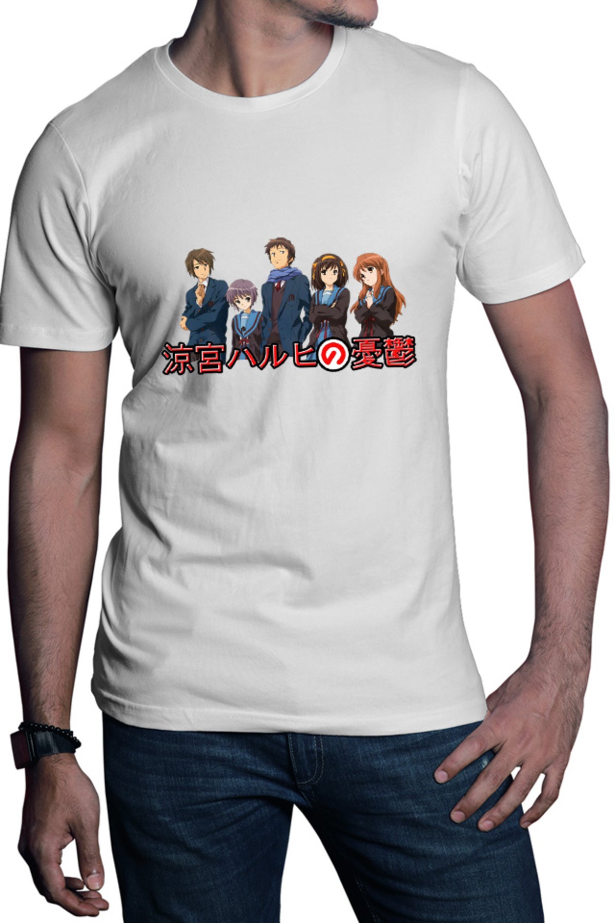 Tricou barbati Haruhi Suzumiya Yuki Itsuki Kyon Mitsuru School Slice of Life