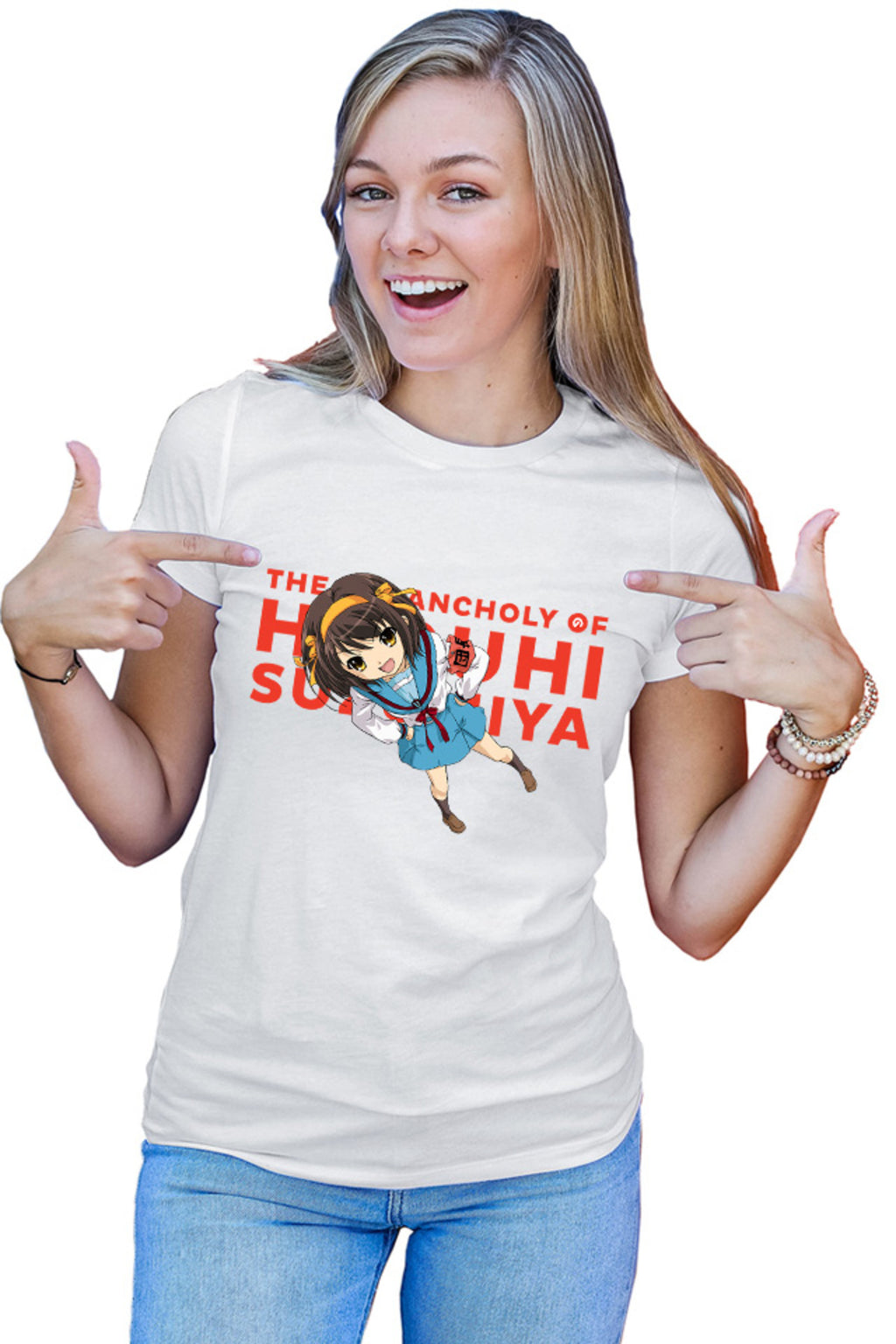 Tricou dama Haruhi Suzumiya Highschool Uniform Club SOS Fun Action