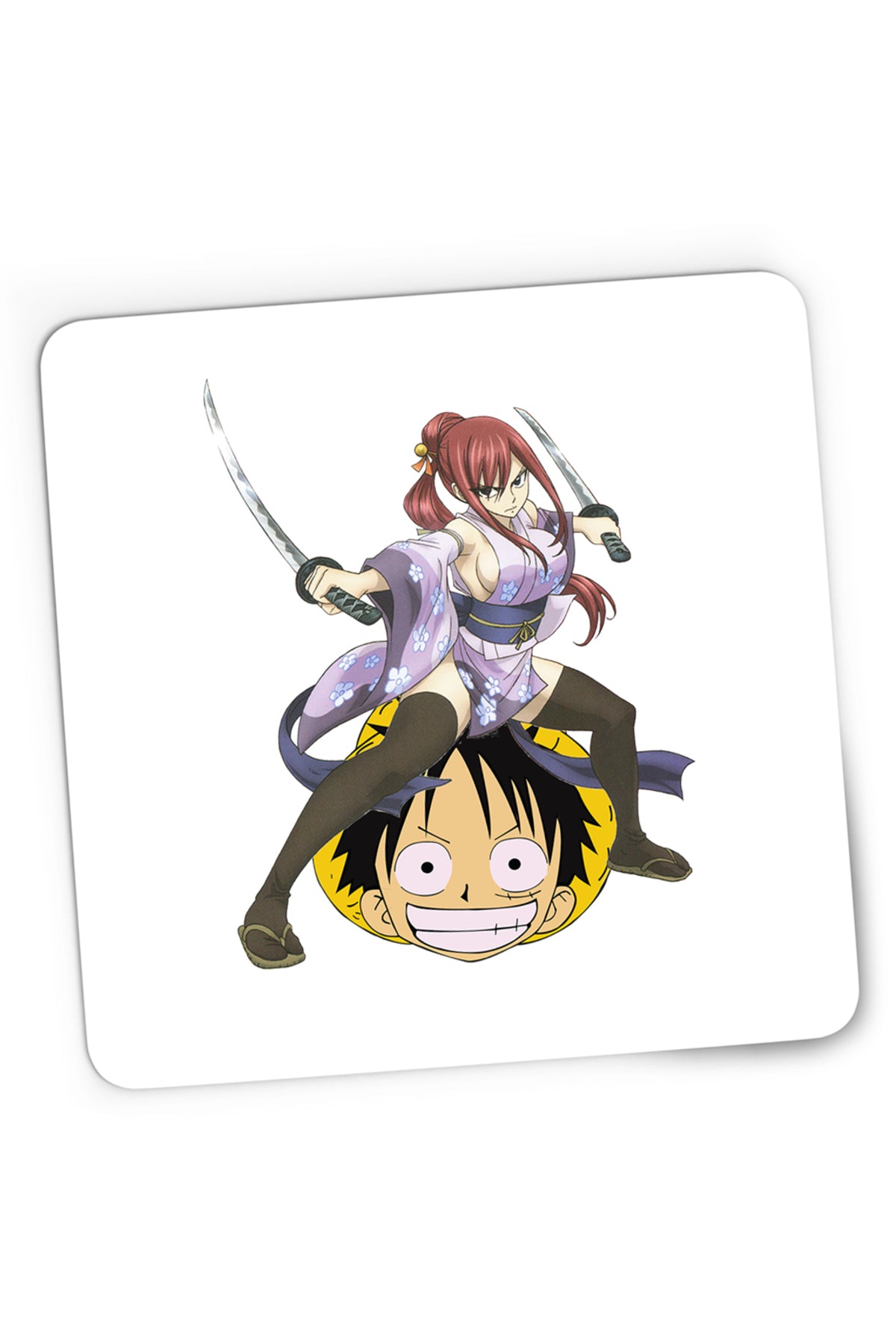 Mousepad Gaming Fairy Tail Erza Scarlet One Piece Luffy Anime Couple, 21x19 cm