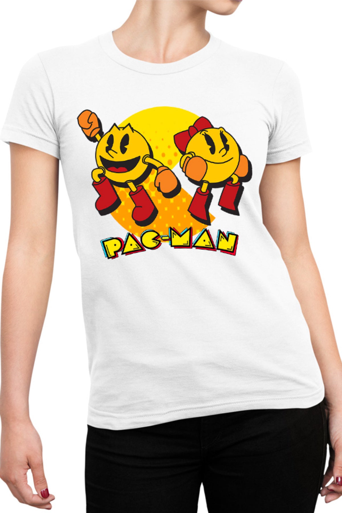 Tricou dama Pac Man Woman Logo Eat Game