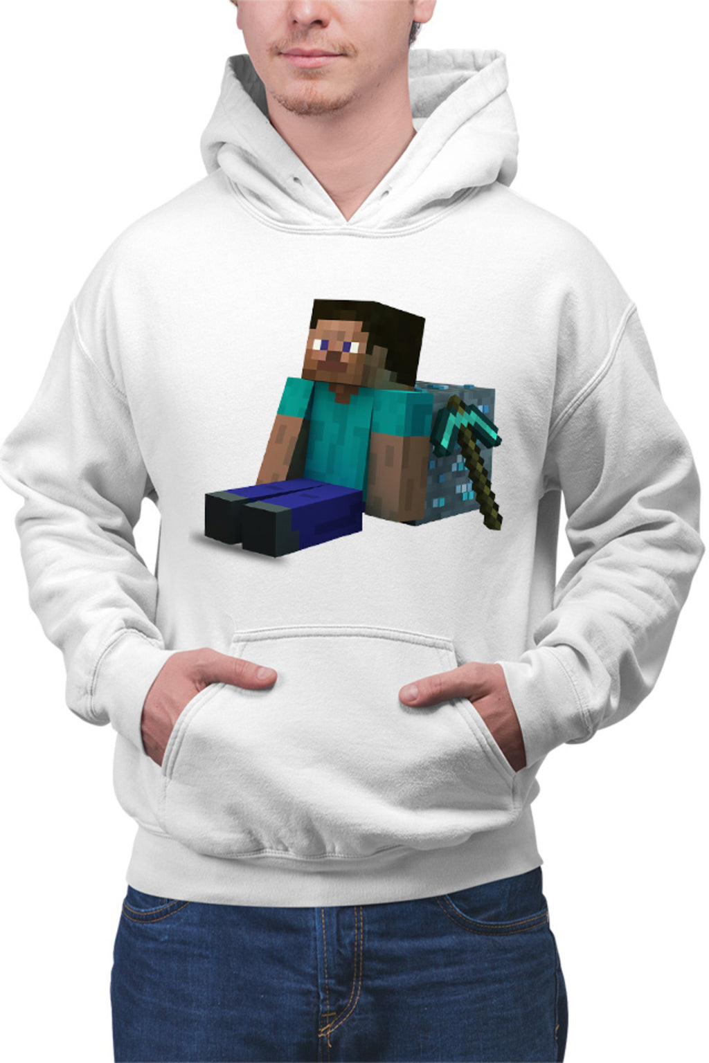 Hanorac barbati Minecraft Diamond Cube Pickaxe Mining Sit Steve