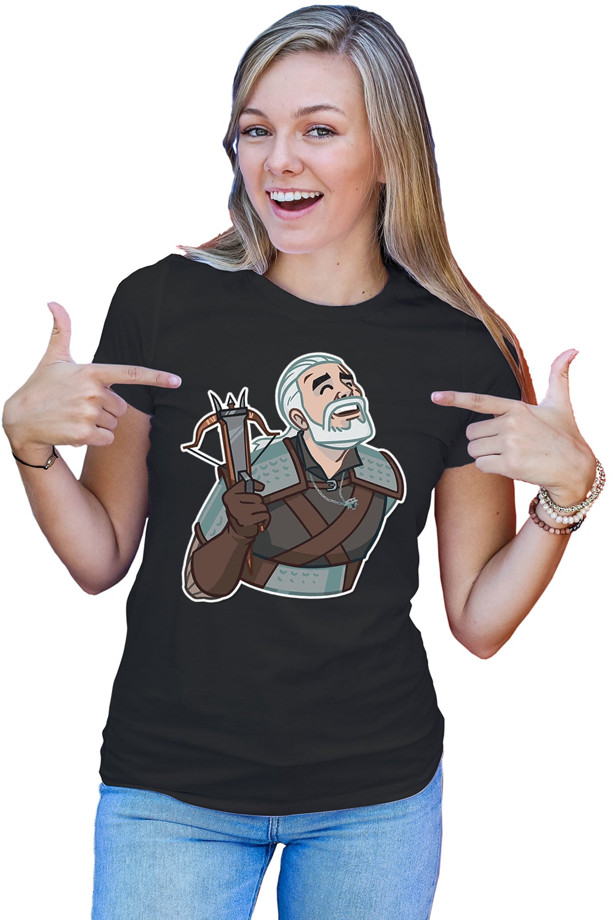 Tricou dama The Witcher Geralt Demon Slayer Cartoon Play