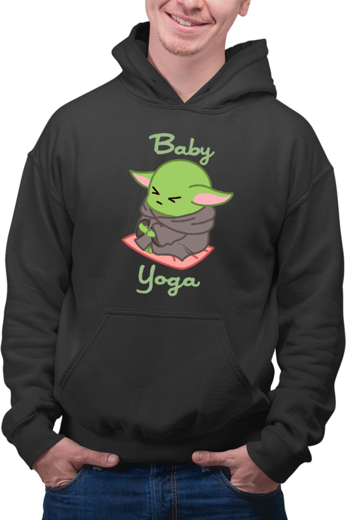 Hanorac barbati Baby Yoda Meditate Morning Stress
