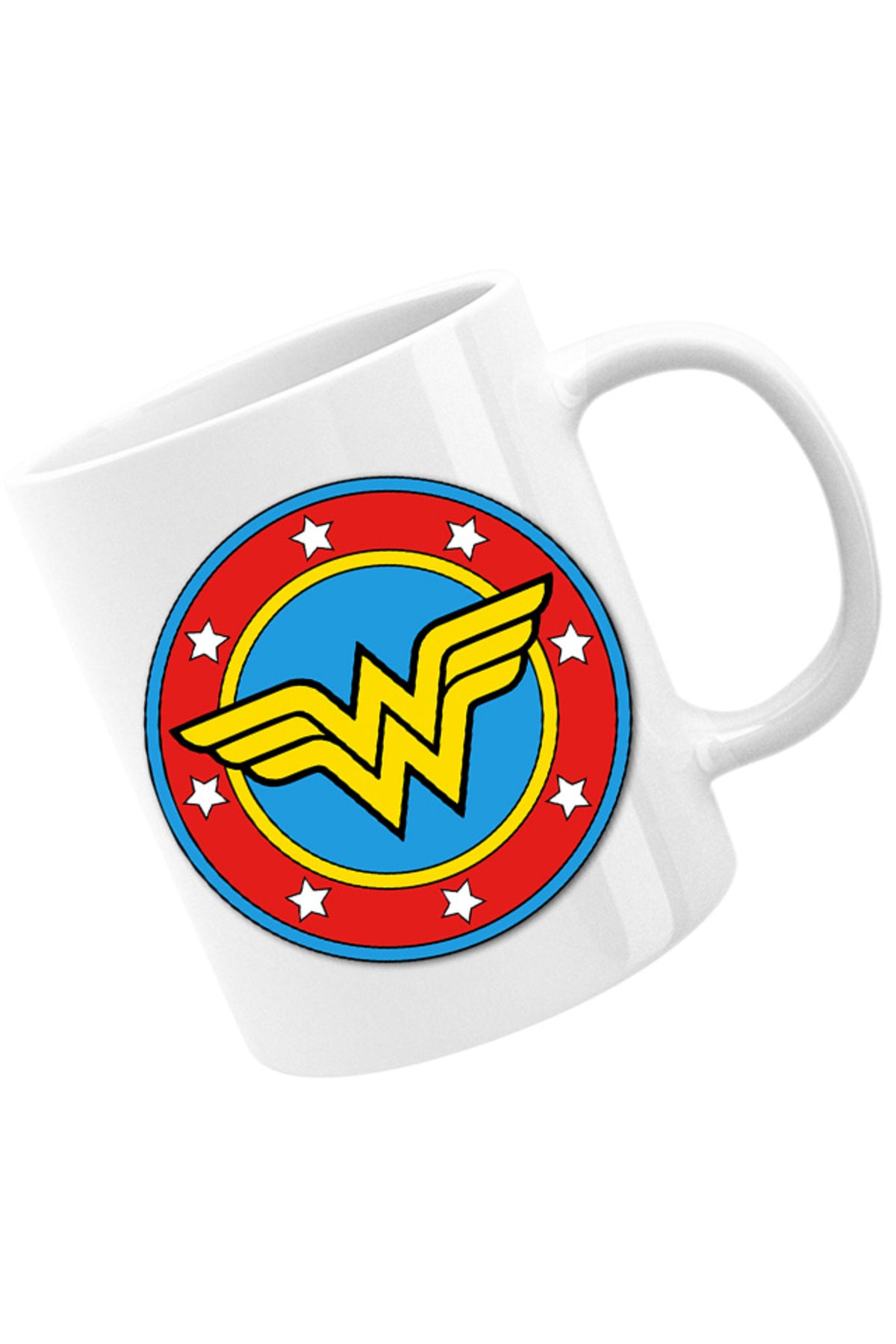 Cana Wonder Woman Logo Symbol Stars Flag Round Marvel DC, alba, 330 ml