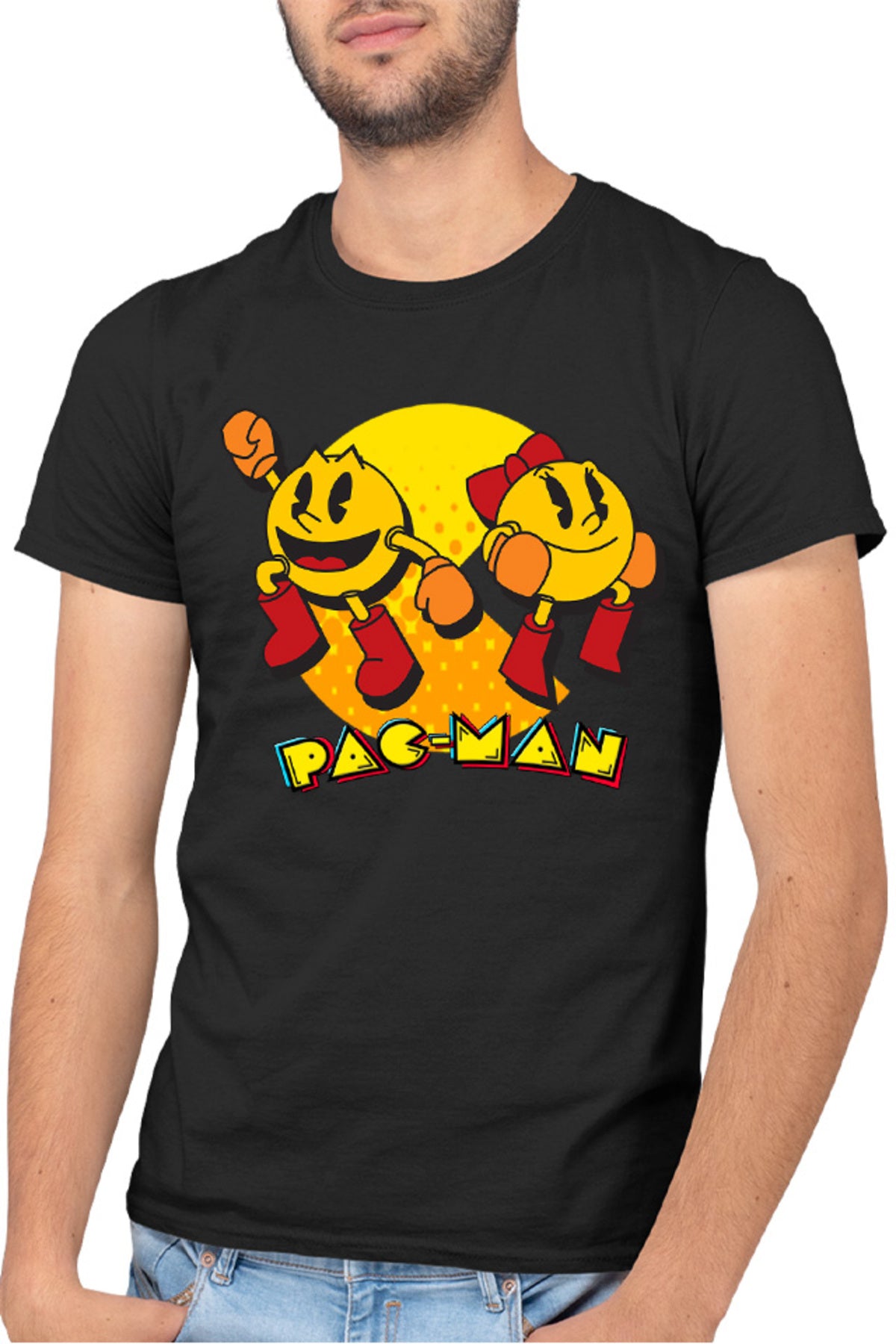 Tricou barbati Pac Man Woman Logo Eat Game