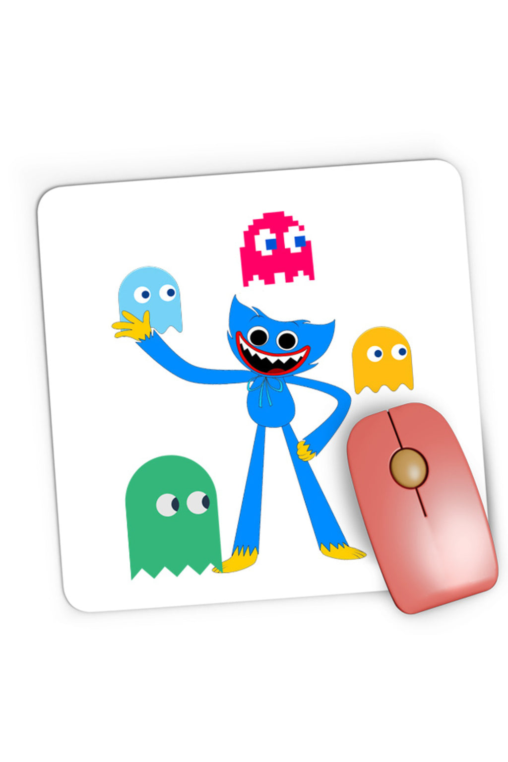 Mousepad Gaming Huggy Wuggy Pac Man Ghost NPC Horror Game, 21x19 cm