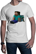 Tricou barbati Minecraft Diamond Cube Pickaxe Mining Sit Steve