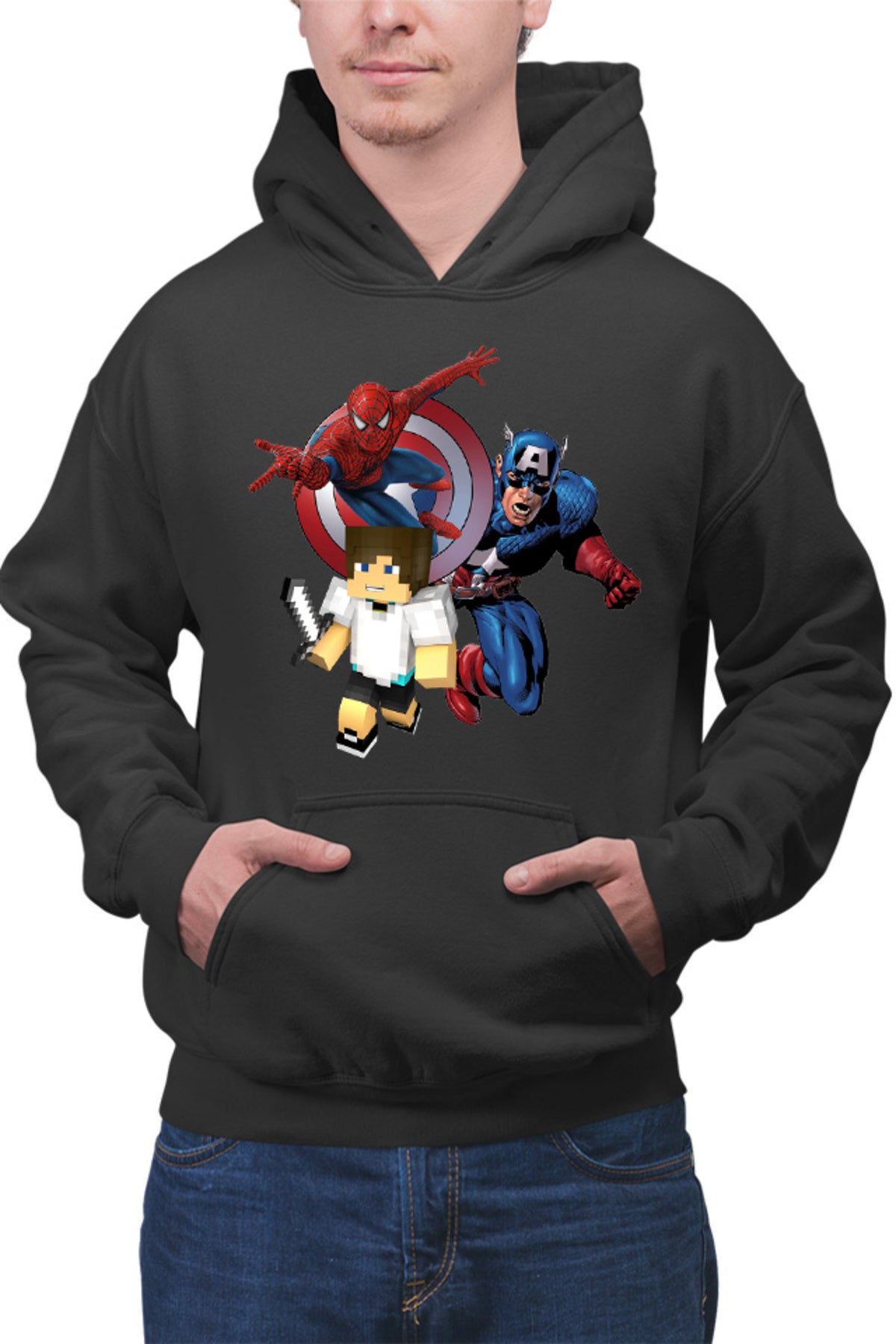 Hanorac barbati Captain America Spiderman Minecraft Super Hero Save