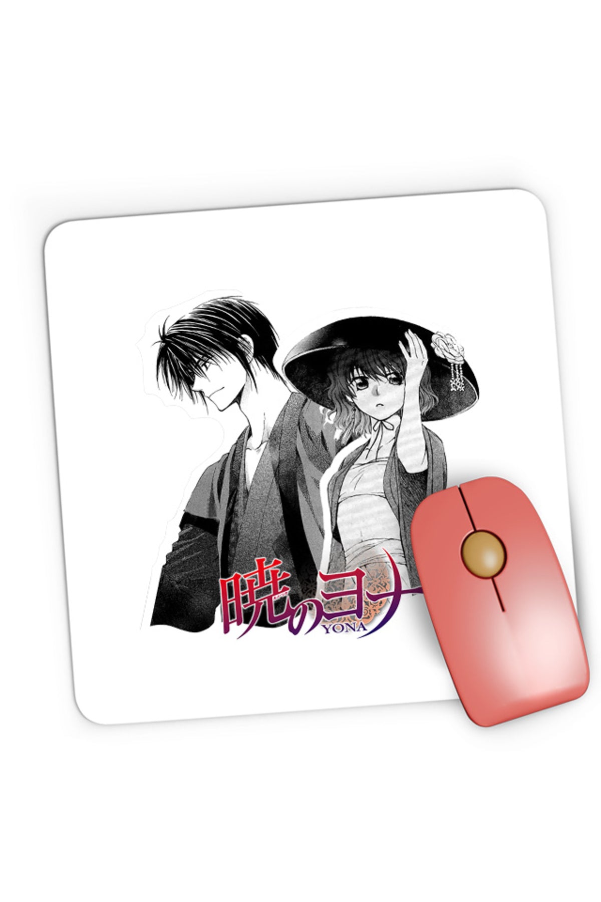 Mousepad Gaming Yona of the Dawn Couple Manga Yukata Hat Monochrome, 21x19 cm