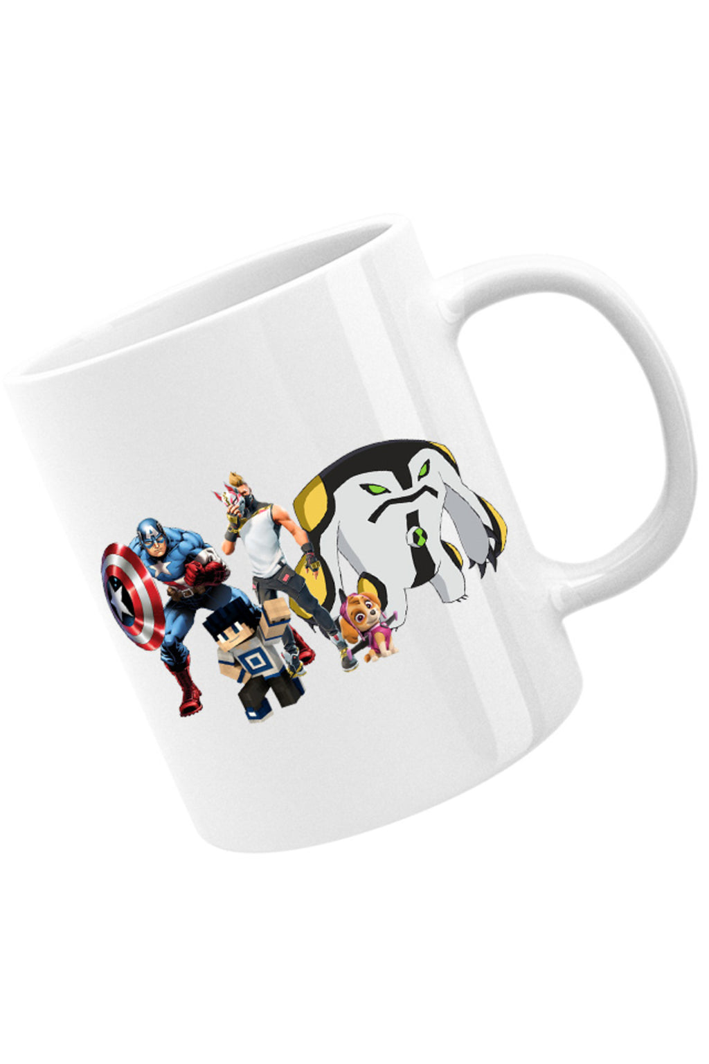 Cana Captain America Fortnite Fox Skin Minecraft Steve Paw Patrol, alba, 330 ml