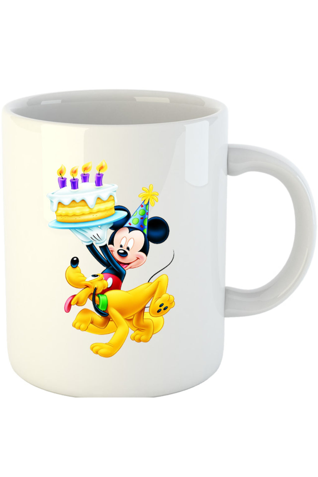 Cana Mickey Mouse Puppy Happy Birthday, alba, 330 ml
