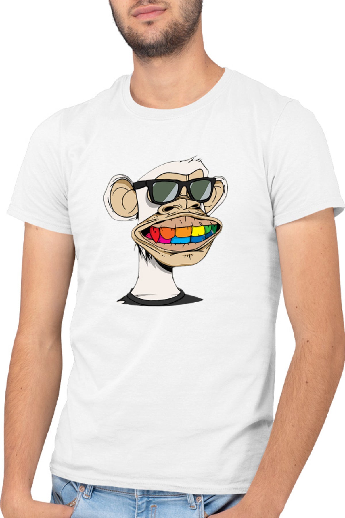 Tricou barbati NFT Monkey Sell Online Art Colors Humanoid