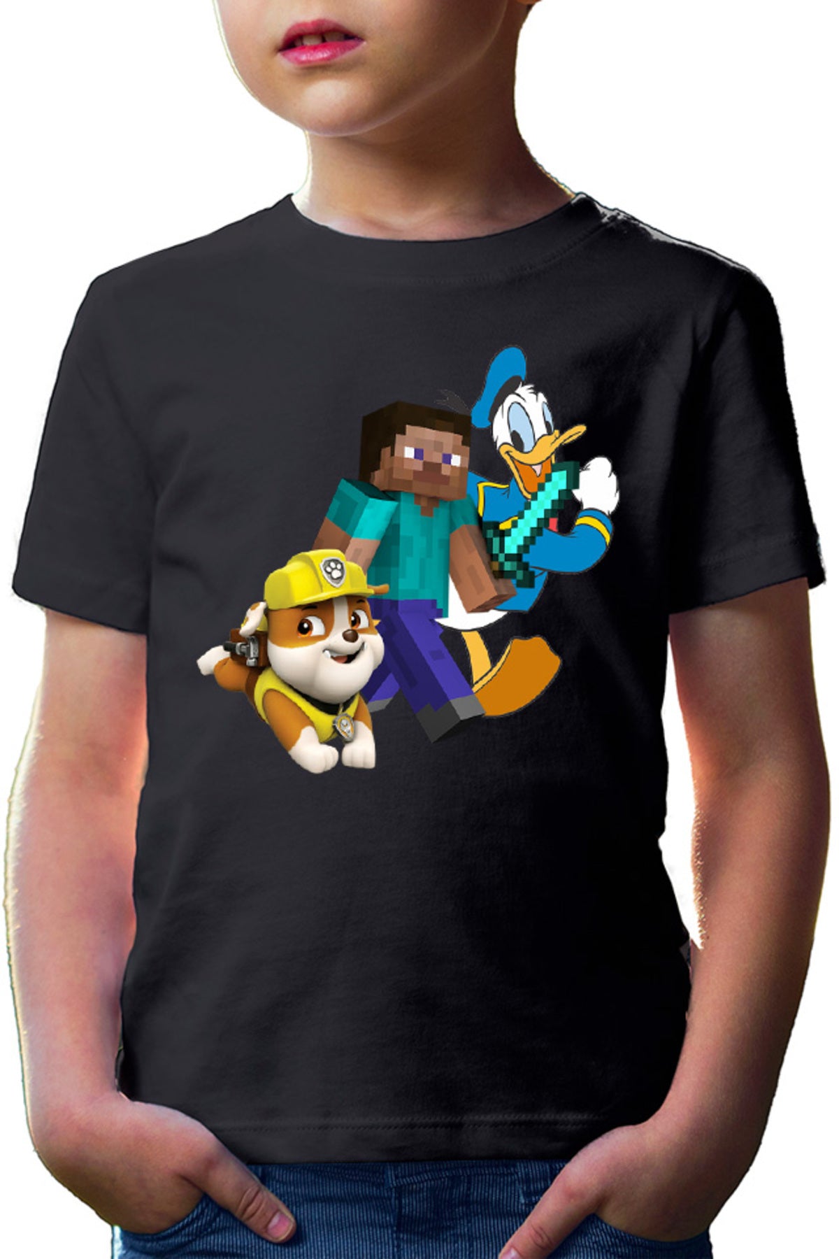 Tricou copii Minecraft Paw Power Donalt Duck Steve Gameplay