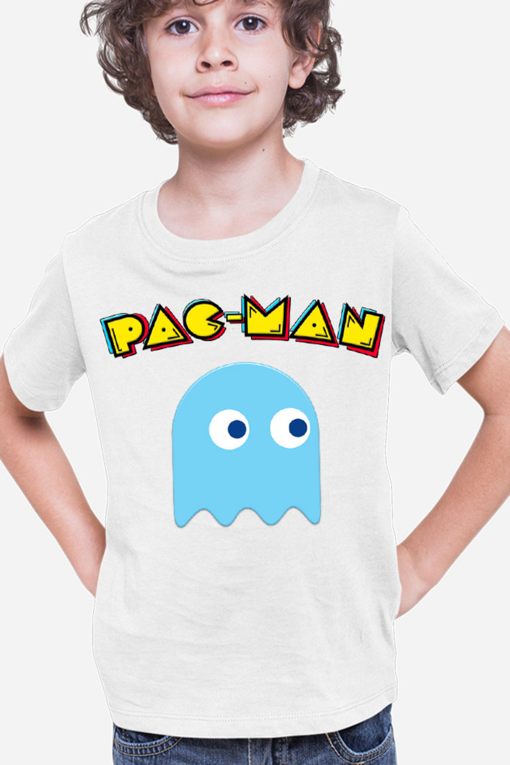 Tricou copii Pac Man Blue Ghost Monster Logo