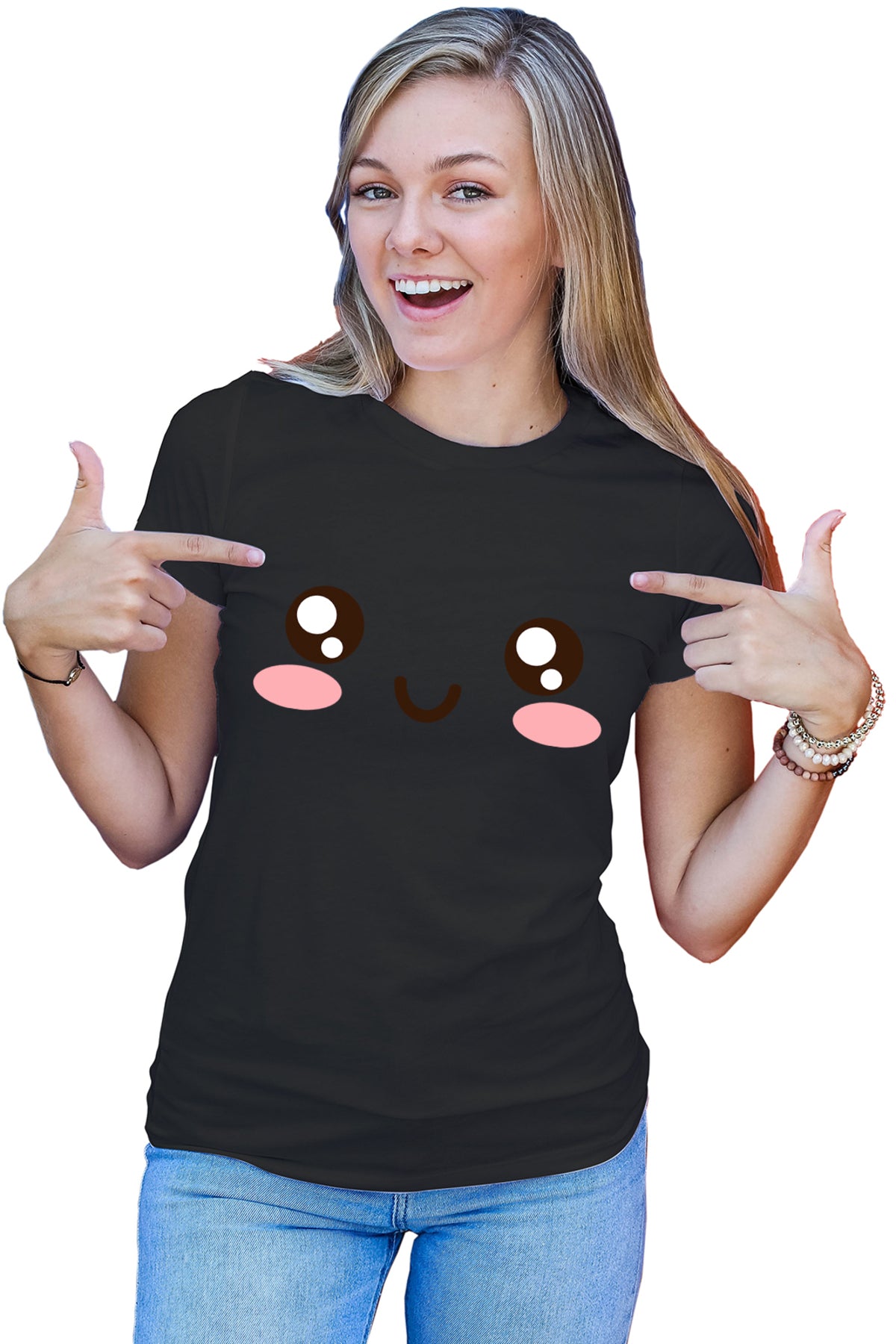 Tricou dama Roblox Anime Smiley Face Cute