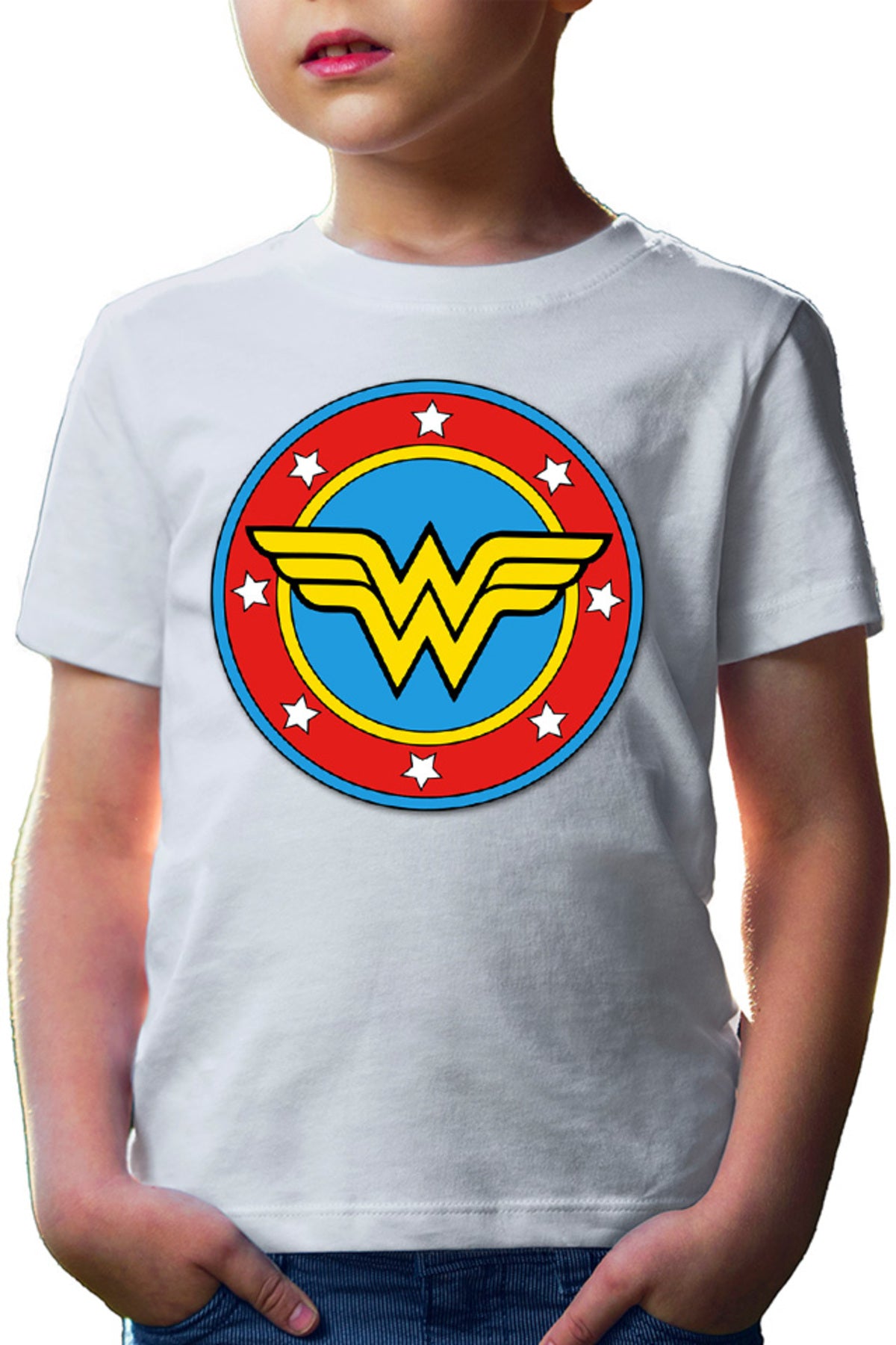 Tricou copii Wonder Woman Logo Symbol Stars Flag Round Marvel DC