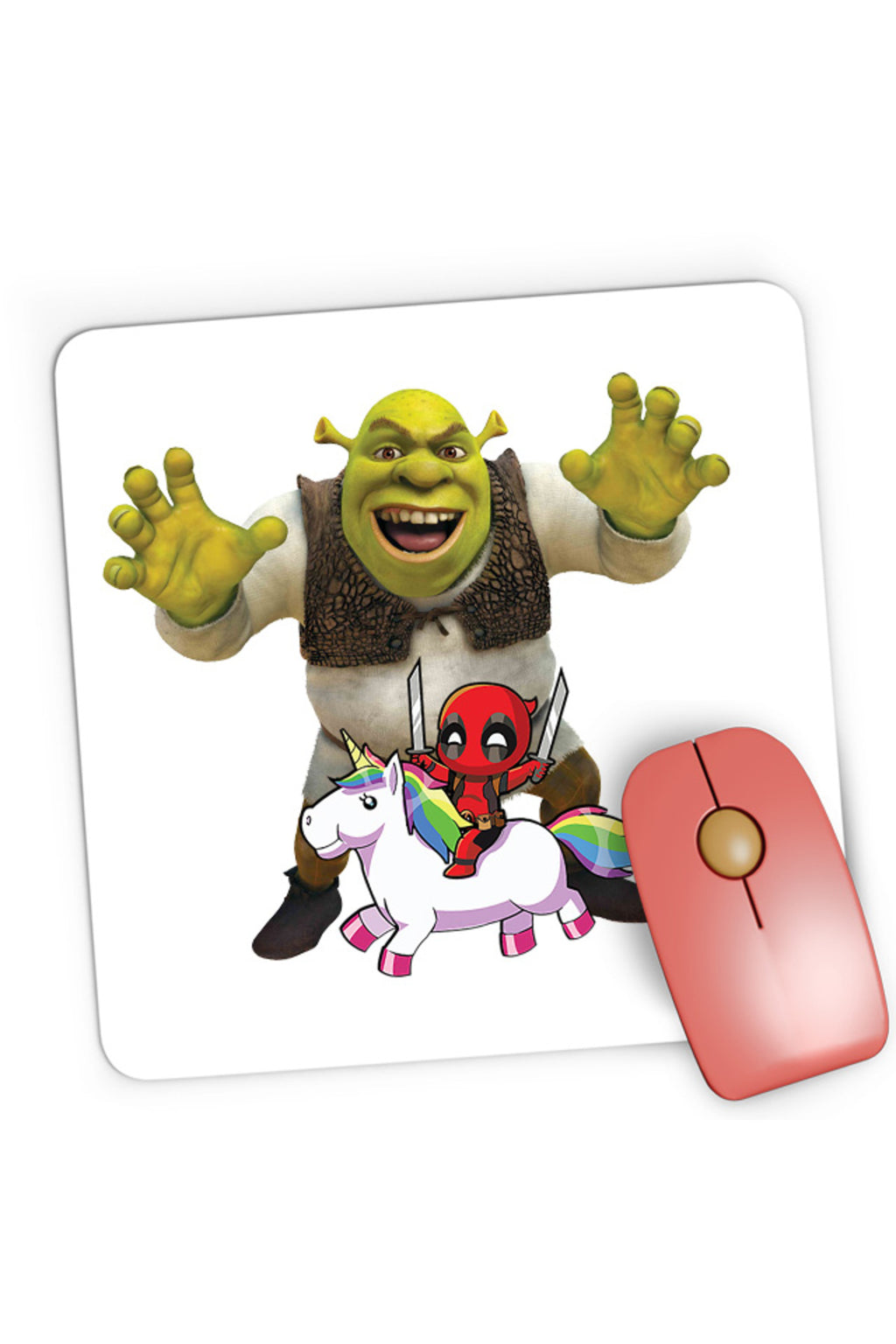 Mousepad Gaming Shrek Deadpool Scary Unicorn, 21x19 cm