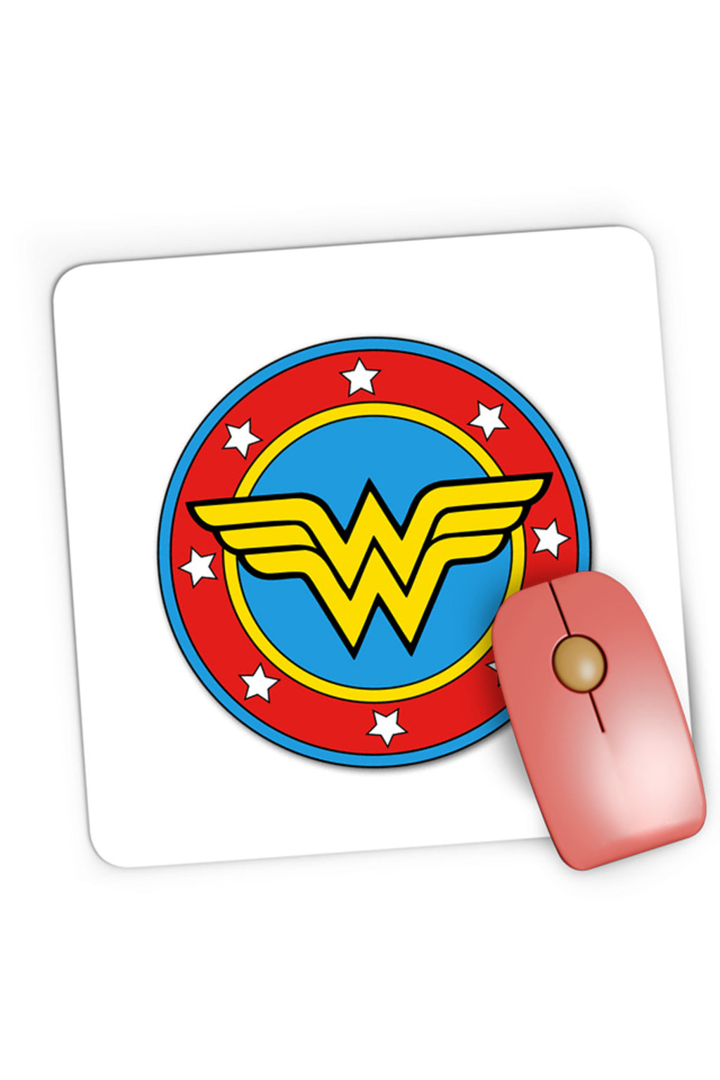Mousepad Gaming Wonder Woman Logo Symbol Stars Flag Round Marvel DC, 21x19 cm