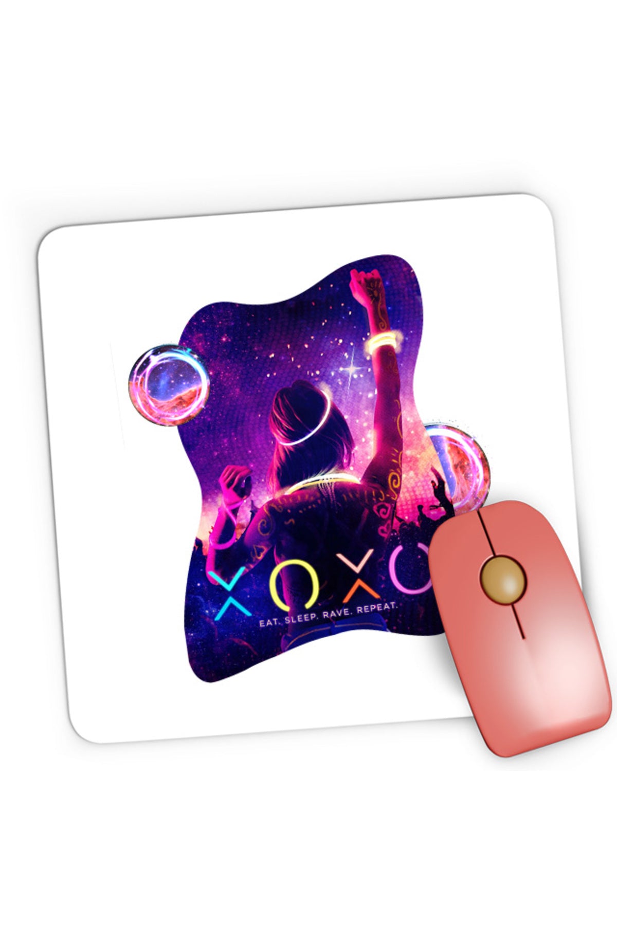 Mousepad Gaming XOXO Dance Neon Party Colorful Teens Movie, 21x19 cm