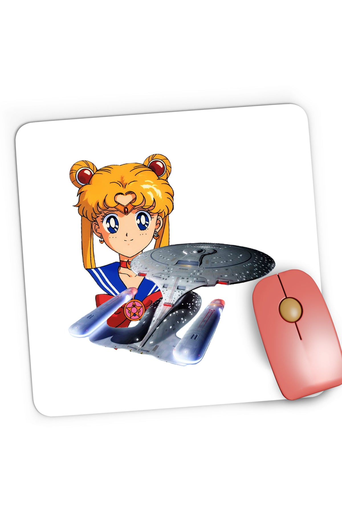 Mousepad Gaming Star Trek Sailor Moon Enterprise Starship, 21x19 cm