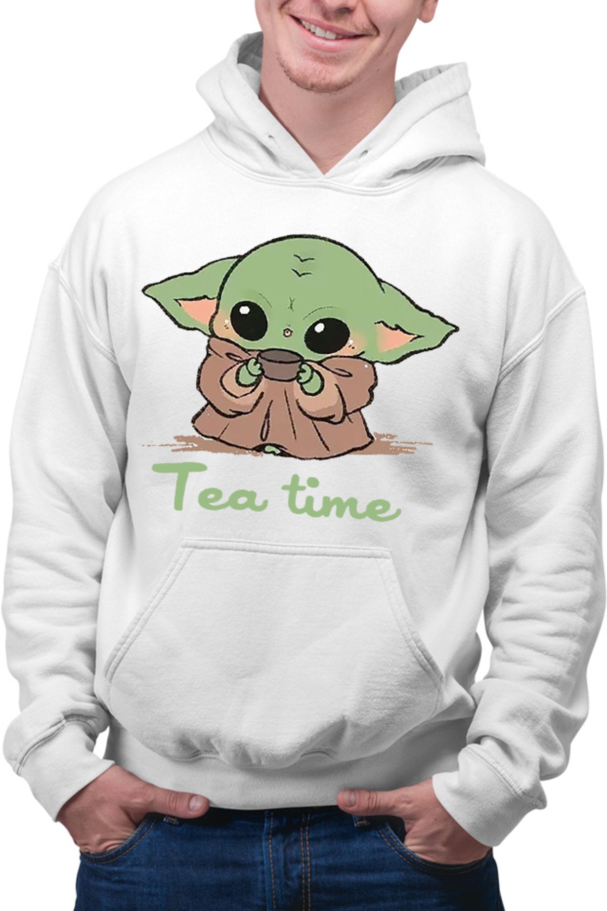 Hanorac barbati Baby Yoda Tea Time Drink Coffee