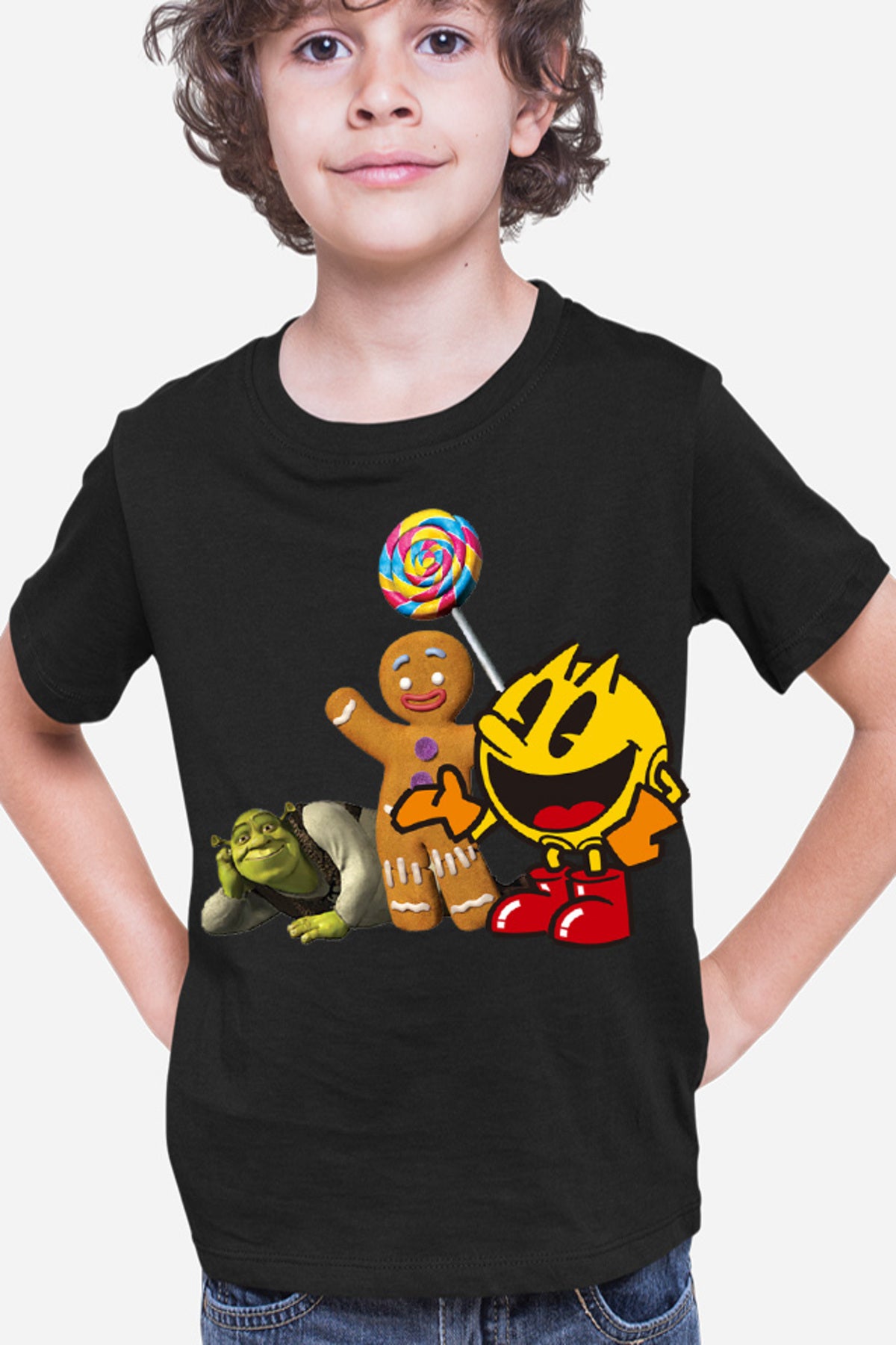 Tricou copii Pac Man Shrek Cookie Happy