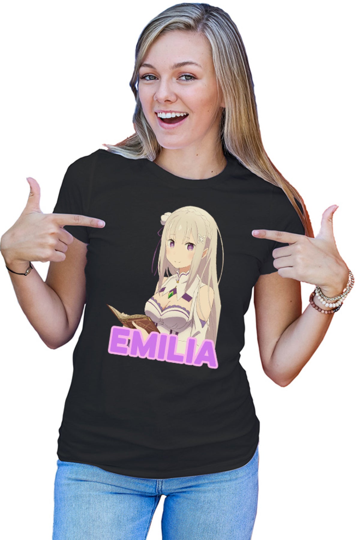 Tricou dama Re Zero Emilia Cat Magical Princess Kind Wizard Time