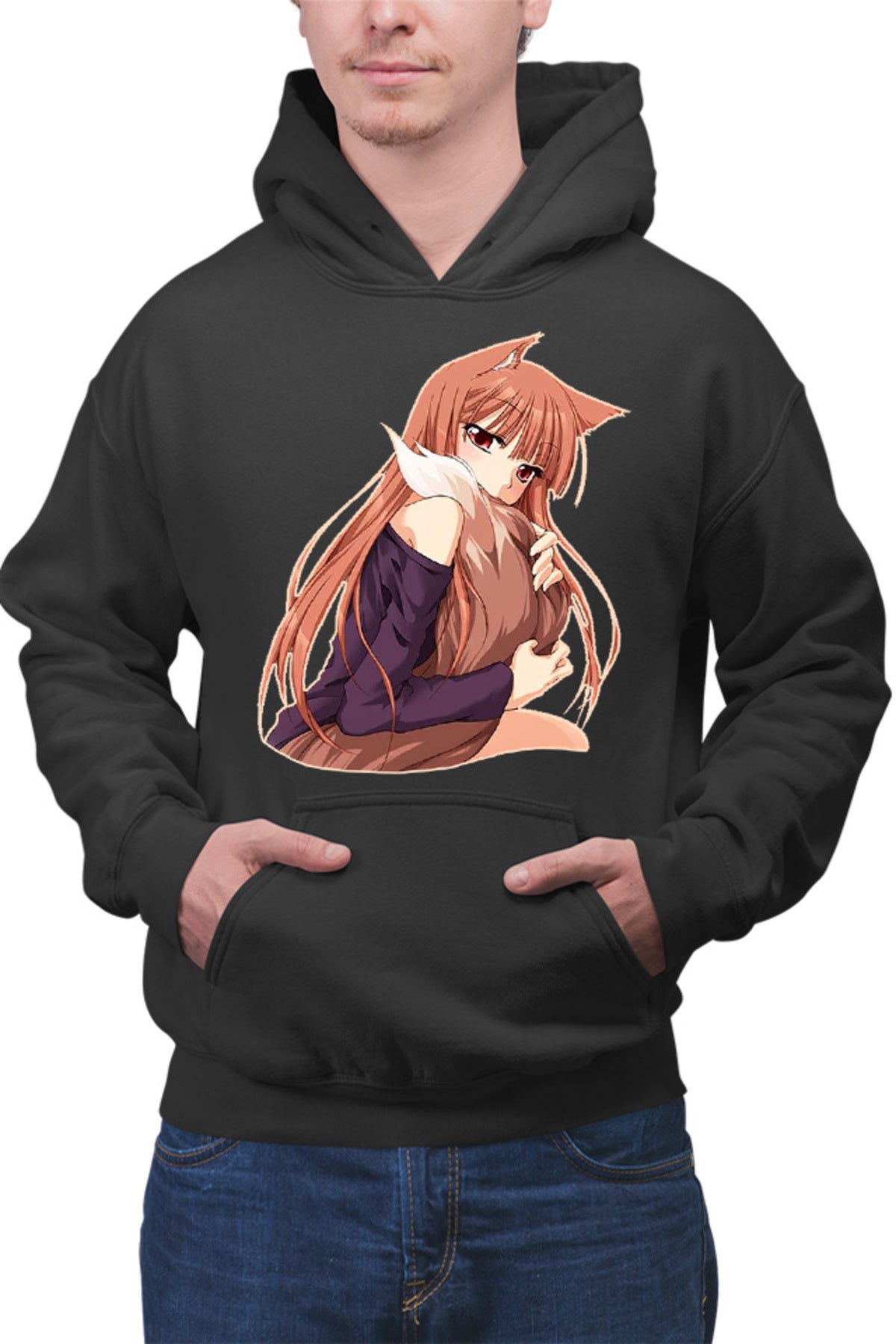 Hanorac barbati Spice And Wolf Holo Furry Fluffy Tail Nom