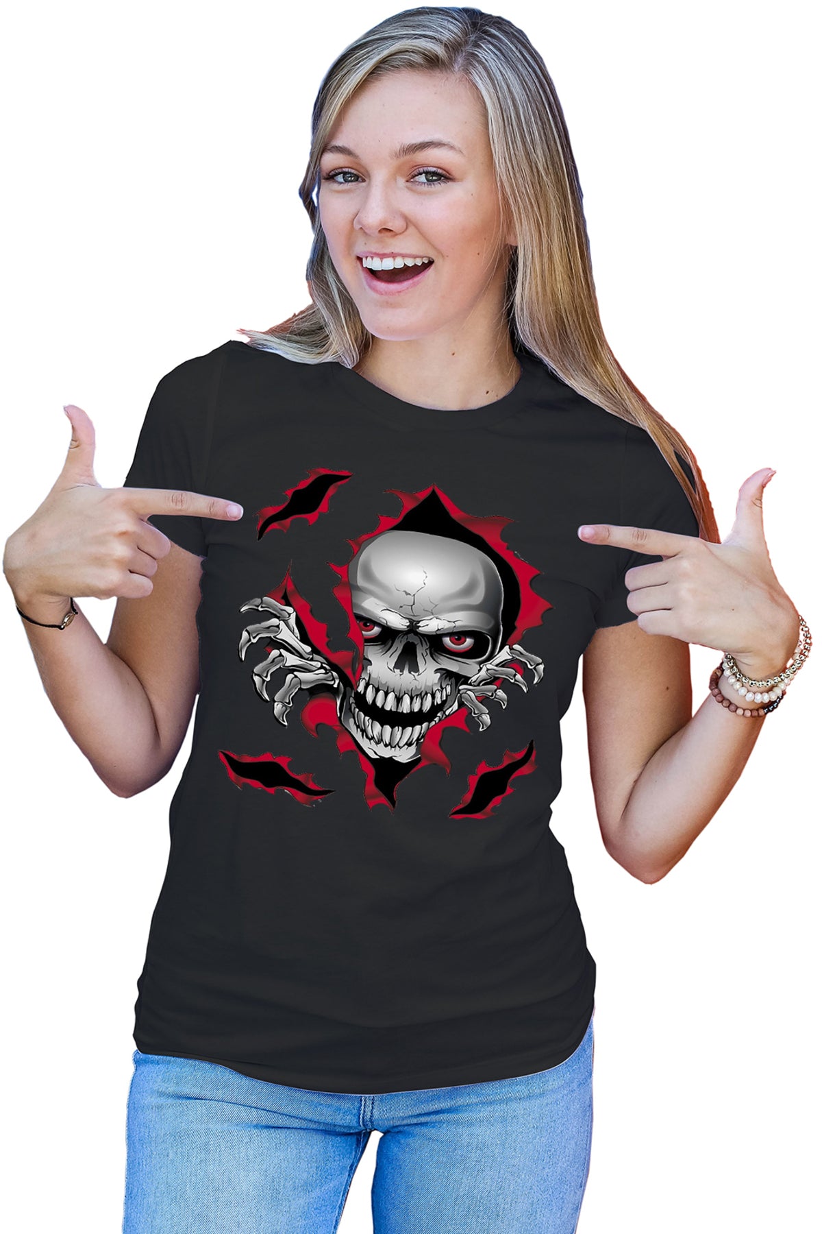 Tricou dama Predator Biker Skull Logo Motor Skeleton