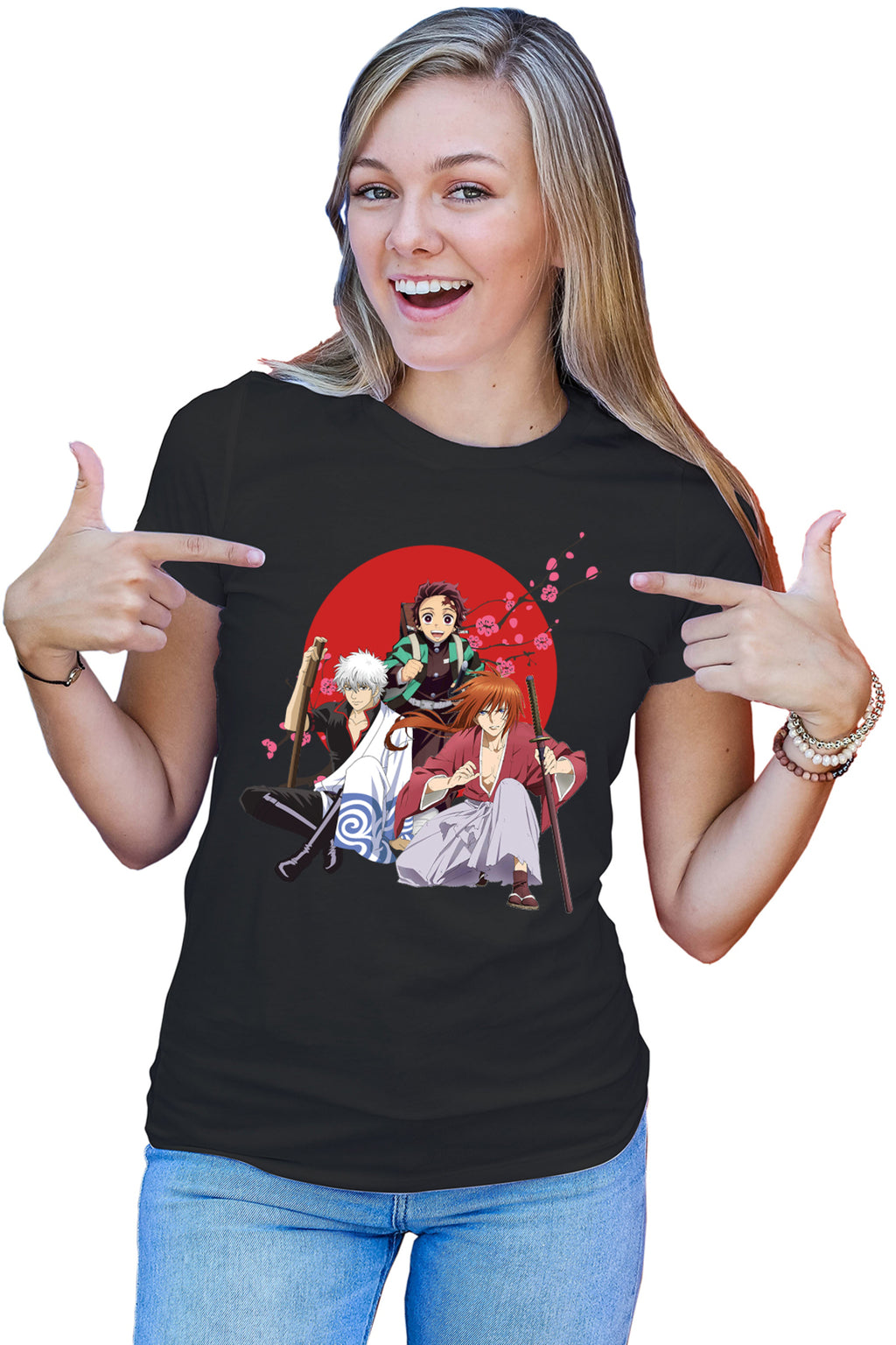Tricou dama Rurouni Kenshin Samurai Sakura Trio Harakiri