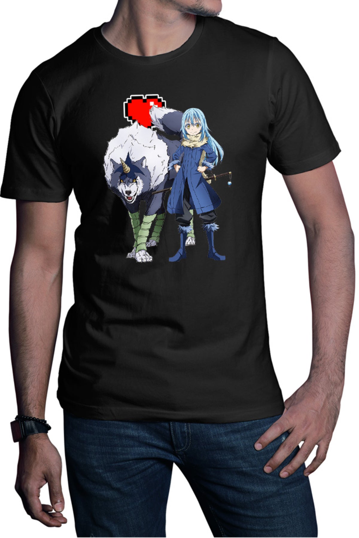Tricou barbati TenSura Slime Isekai Rinmuru Ranga Minecraft Heart