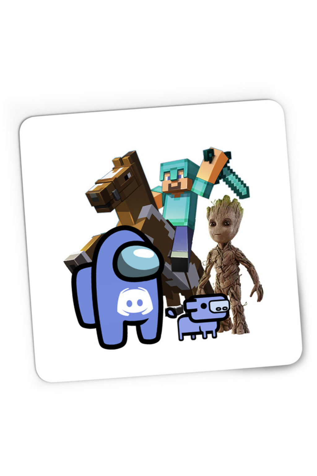 Mousepad Gaming Among Discord Baby Groot Minecraft Diamond Sword, 21x19 cm