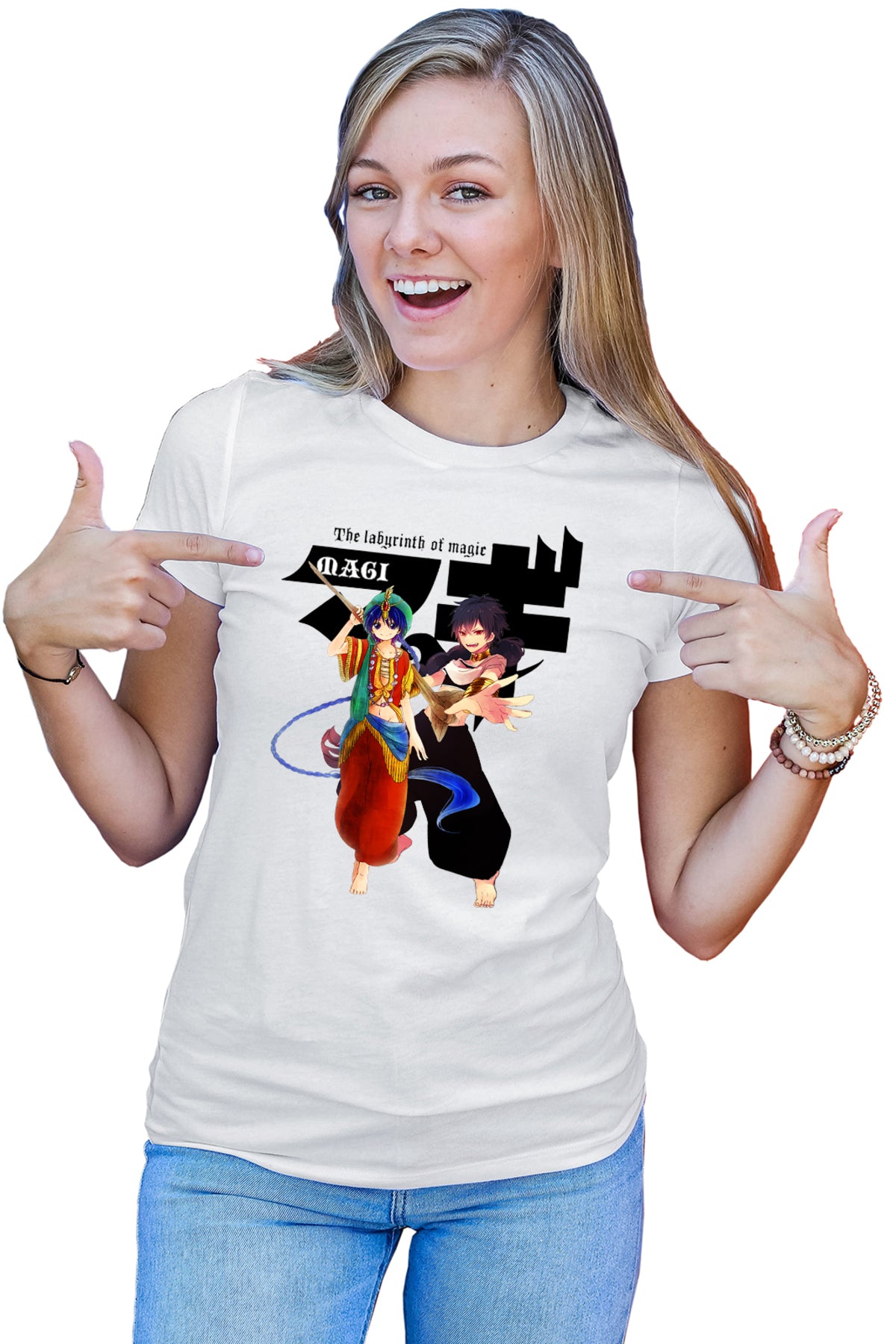 Tricou dama Magi The Labyrinth of Magic Alladin Judar Fight Pose Logo