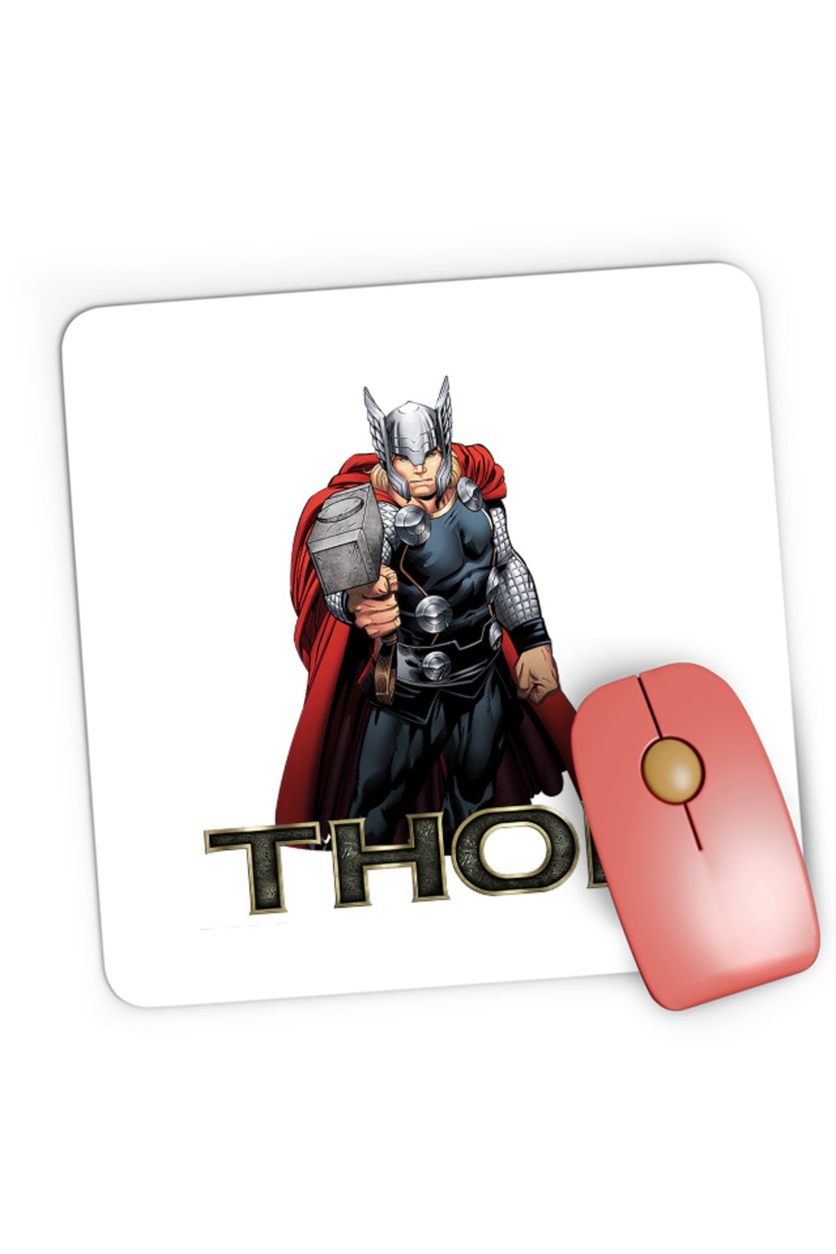 Mousepad Gaming Thor Logo Hammer Avangers Universe Hero Gods Earth, 21x19 cm