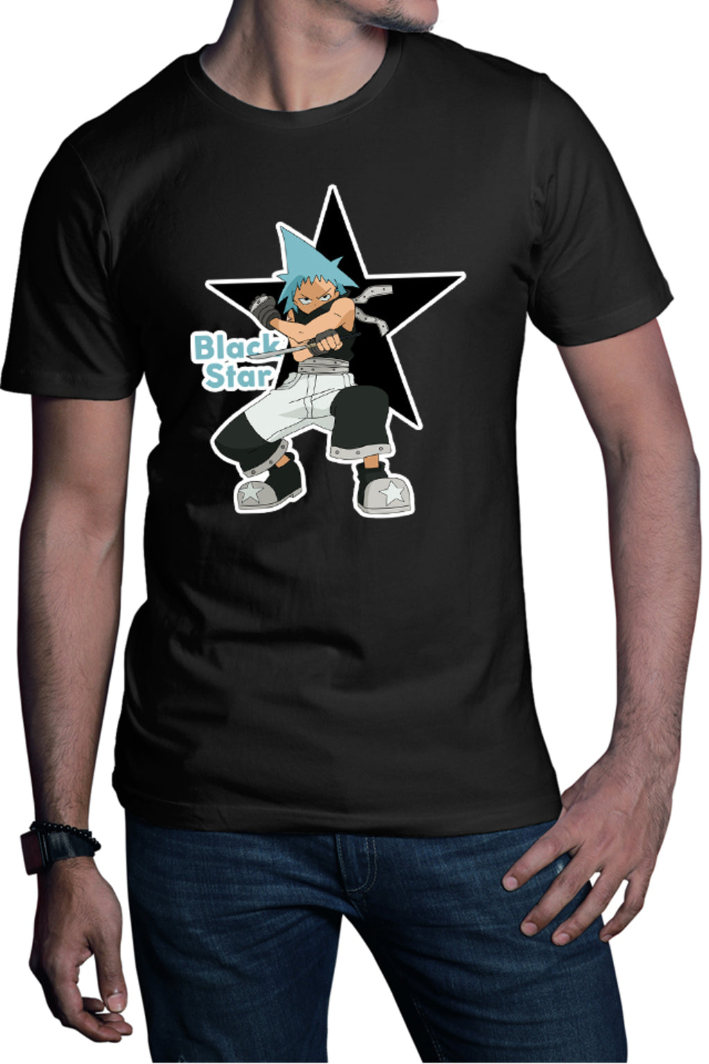Tricou barbati Soul Eater Black Star Otaku Fight Pose Spirit Trap