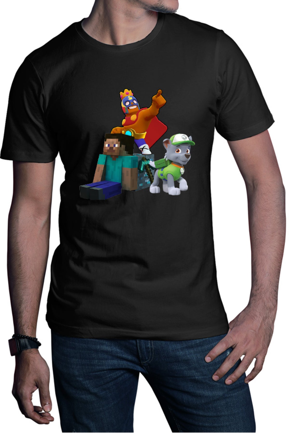 Tricou barbati Brawl Stars Player Minecraft Diamond Cube Paw Patrol Rocky