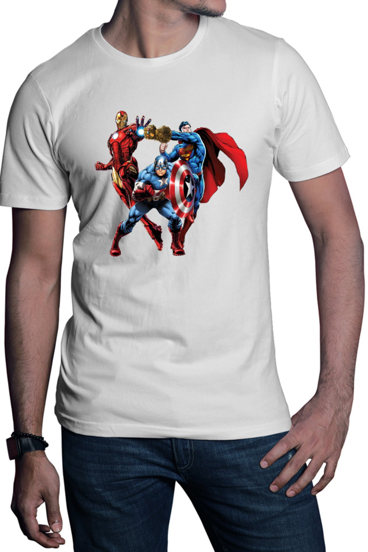 Tricou barbati Thanos Gauntlet Mach Marvel Superman Ironman