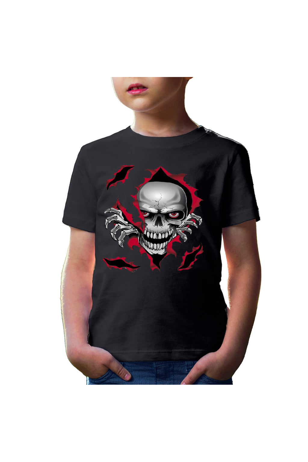 Tricou copii Predator Biker Skull Logo Motor Skeleton