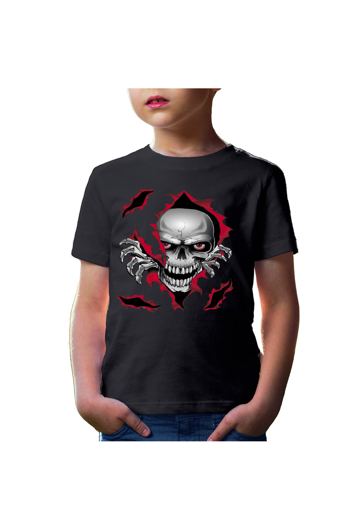 Tricou copii Predator Biker Skull Logo Motor Skeleton