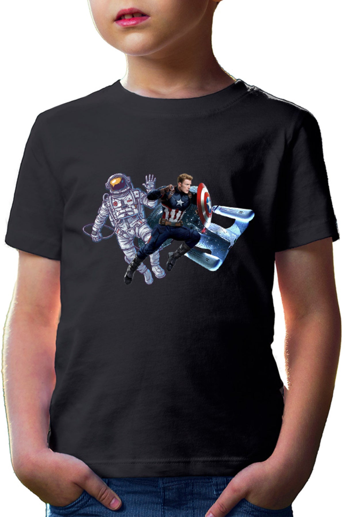 Tricou copii Captain America Astronaut NASA Star Trek Space Ship Shield