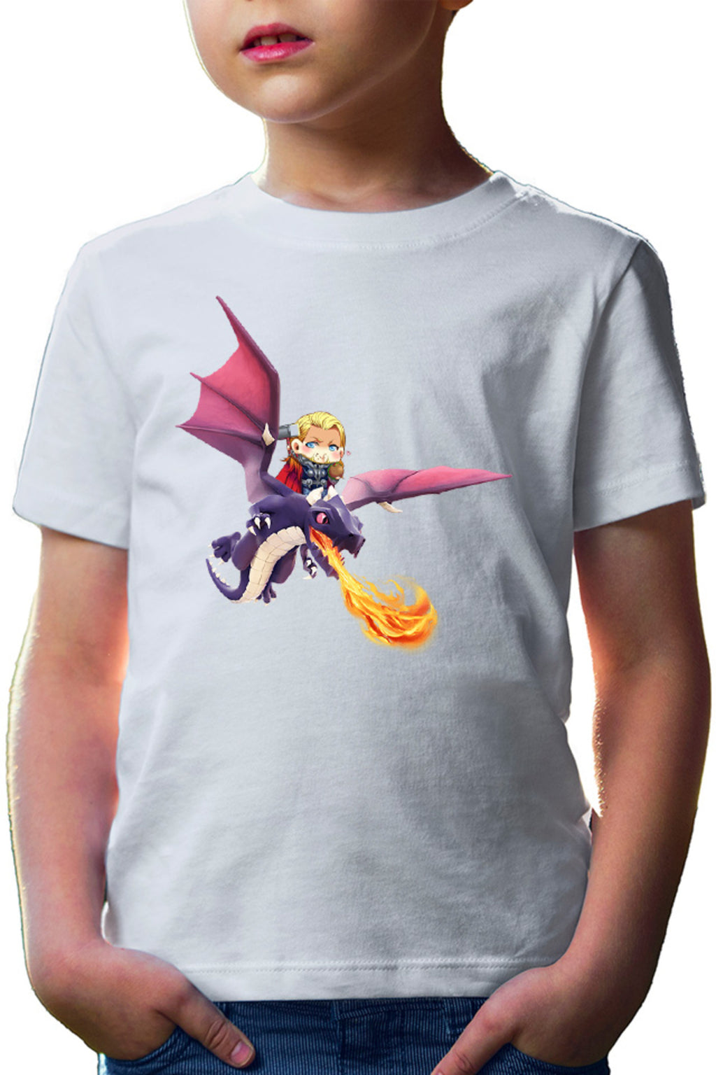 Tricou copii Clash of Clans Dragon Fire Thor Chibi Anime Version