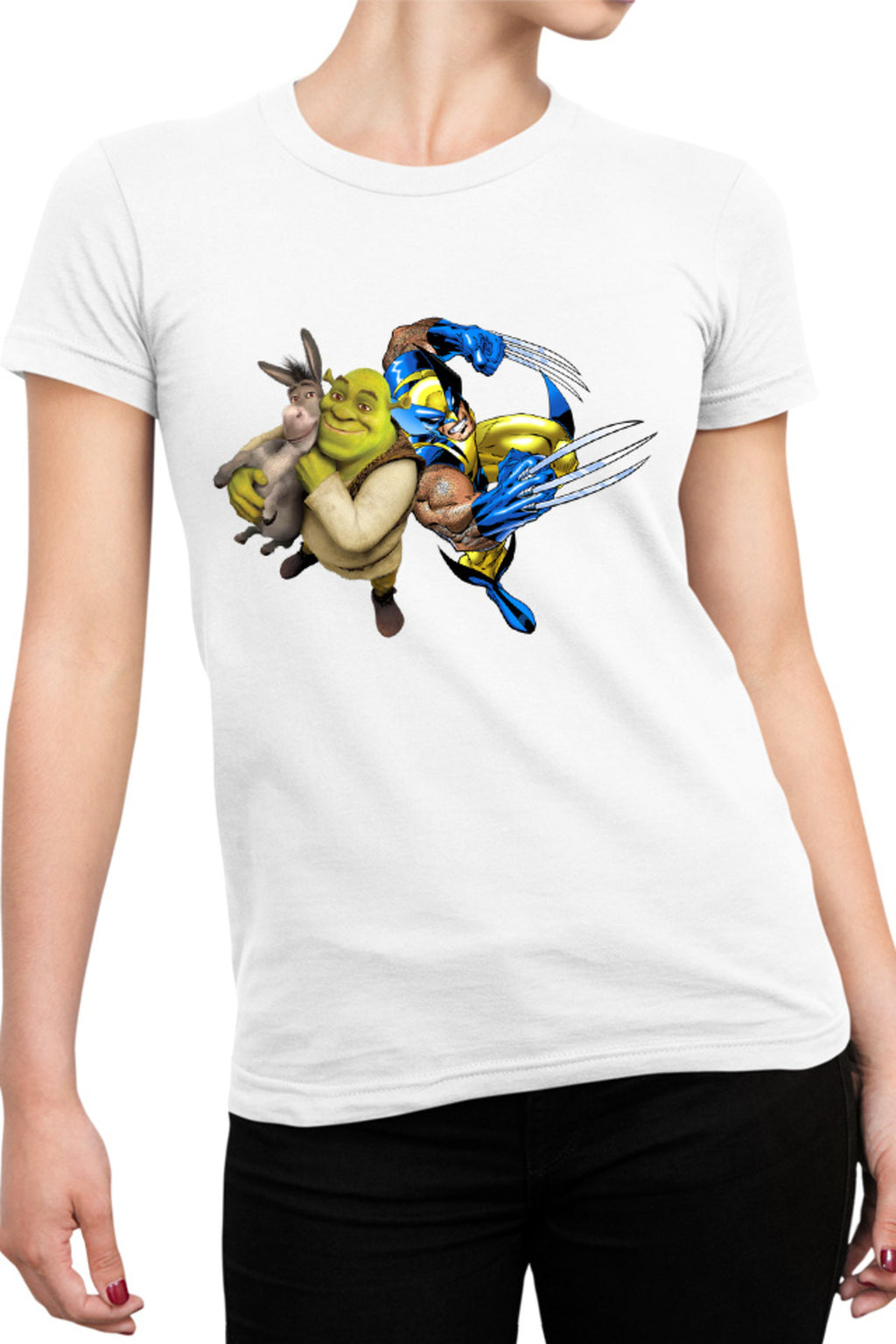 Tricou dama Shrek Wolverine Donkey Marvel Comic Books