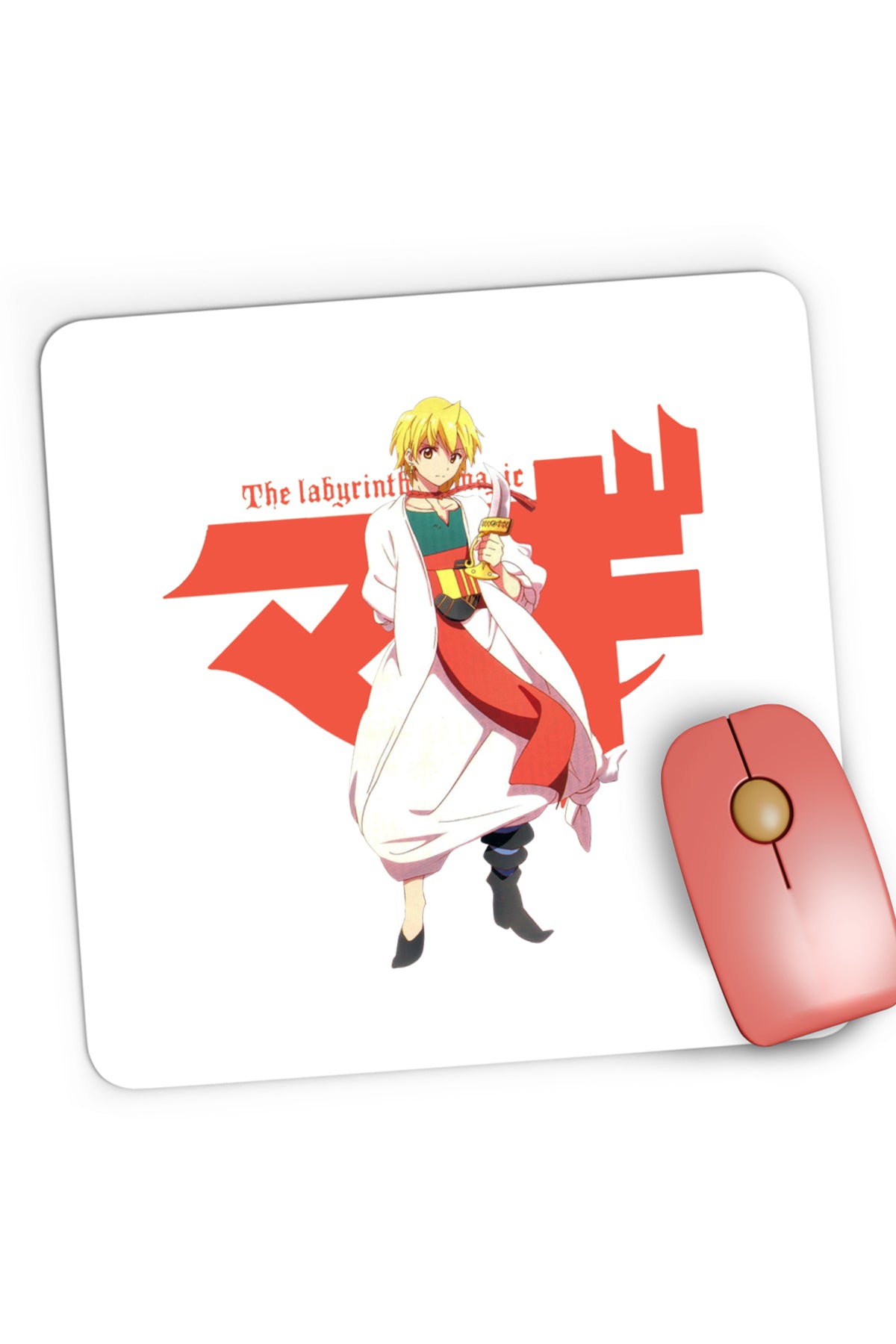 Mousepad Gaming Magi The Labyrinth of Magic Alibaba Orange Character Pose, 21x19 cm