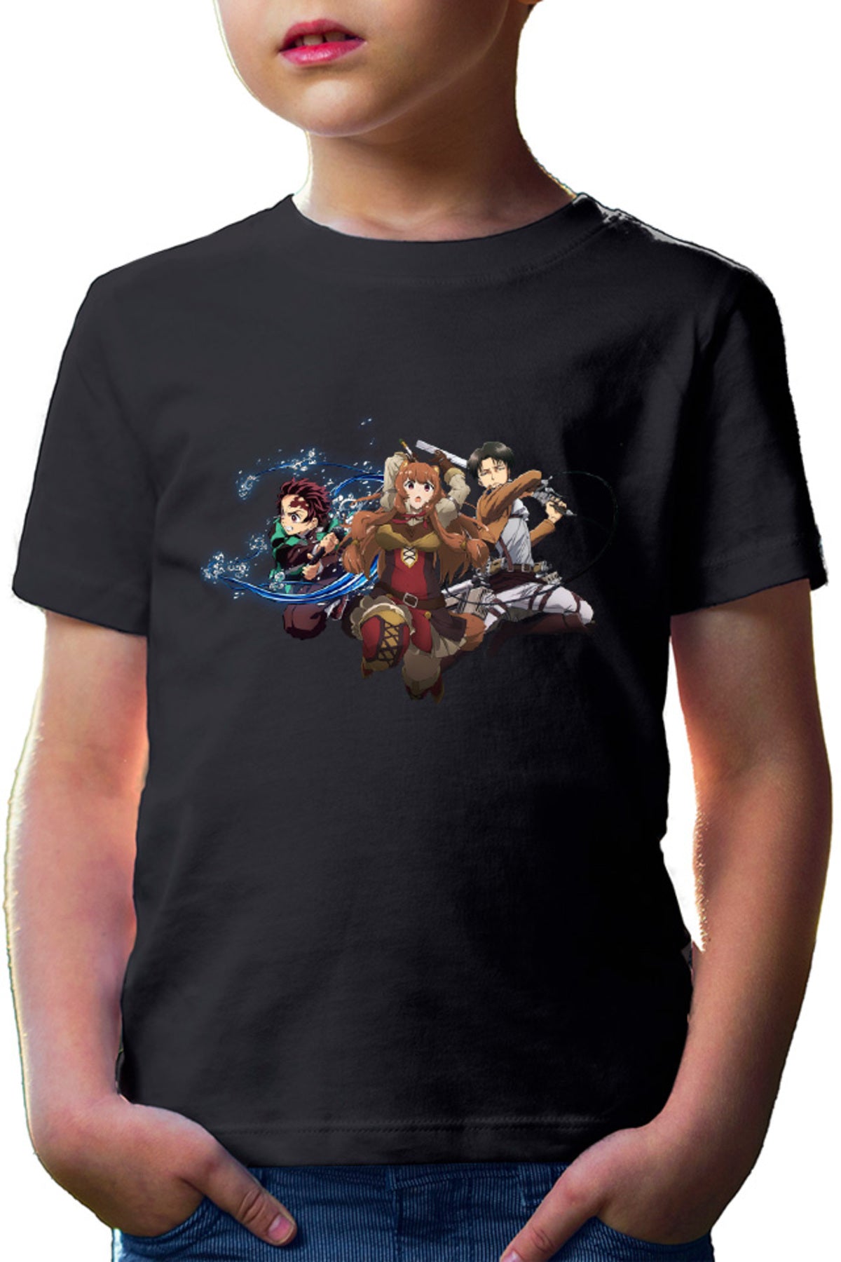 Tricou copii Rising of the Shield Hero Tanjirou Kimetsu no Yaiba Levi Attack on Titan