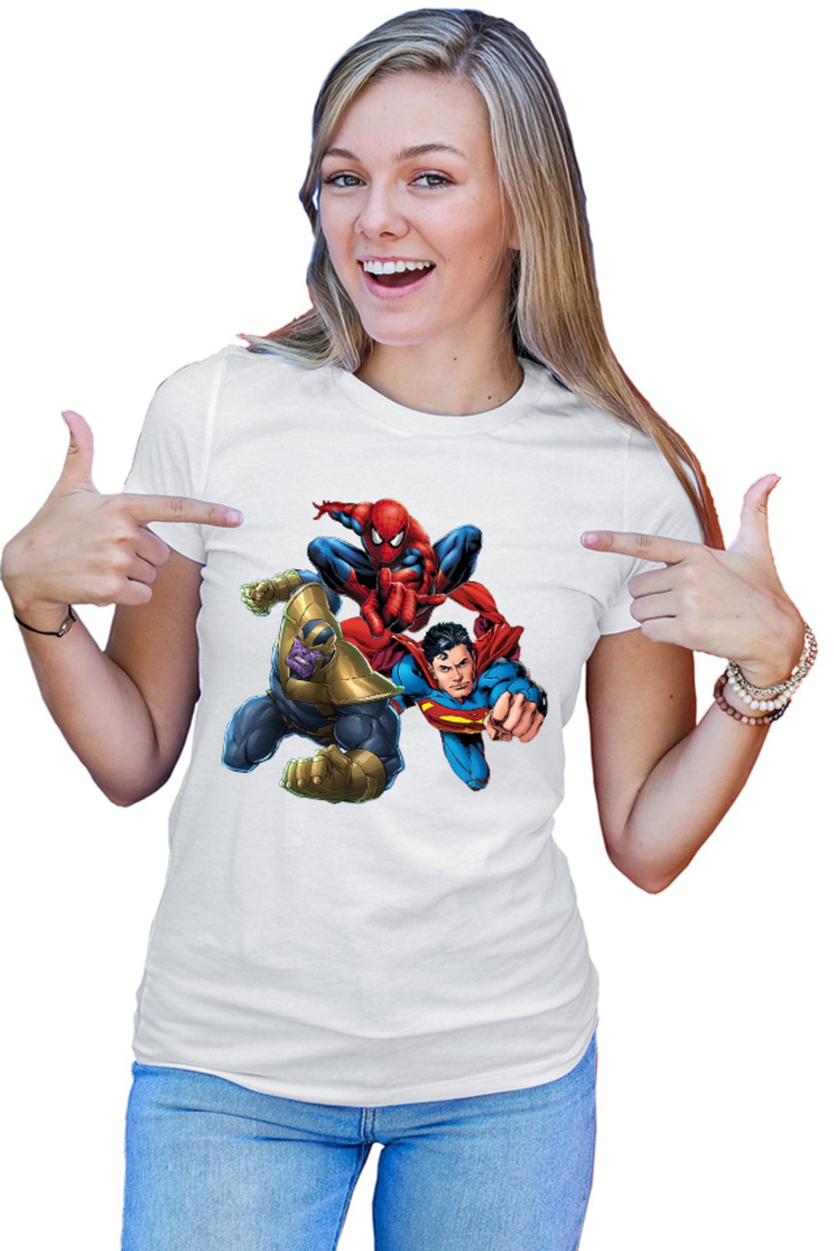 Tricou dama Thanos Superman Spiderman Hero Gems Avangers