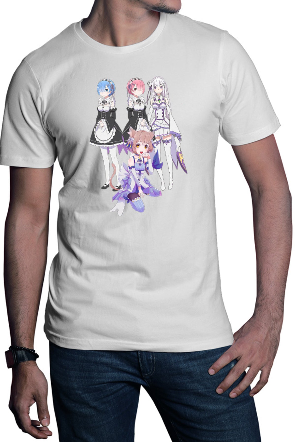 Tricou barbati Re zero REM RAM Emilia Felix Cat Waifu Yandere Doki Doki