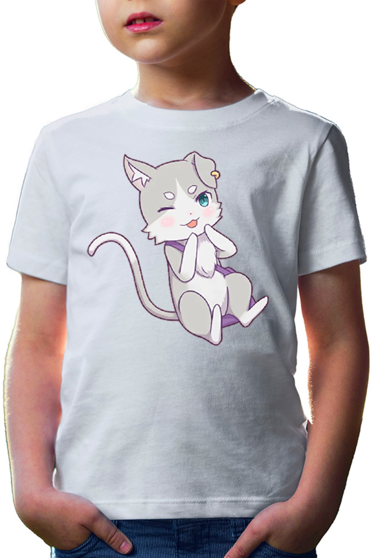 Tricou copii Re Zero Emilia's Cat Kawaii Magic Action Paranormal