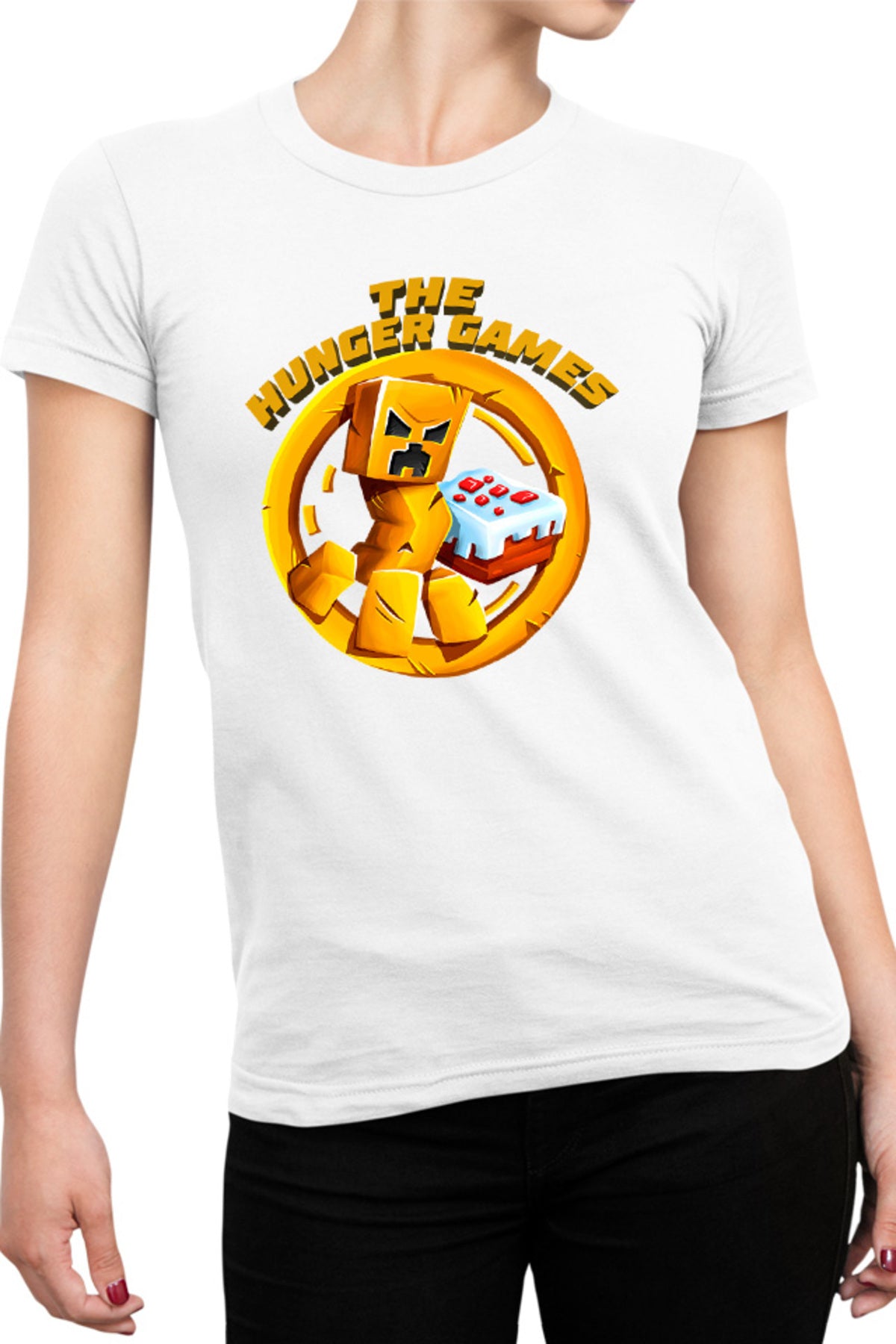 Tricou dama The Hunger Games Minecraft Logo Cake Creeper
